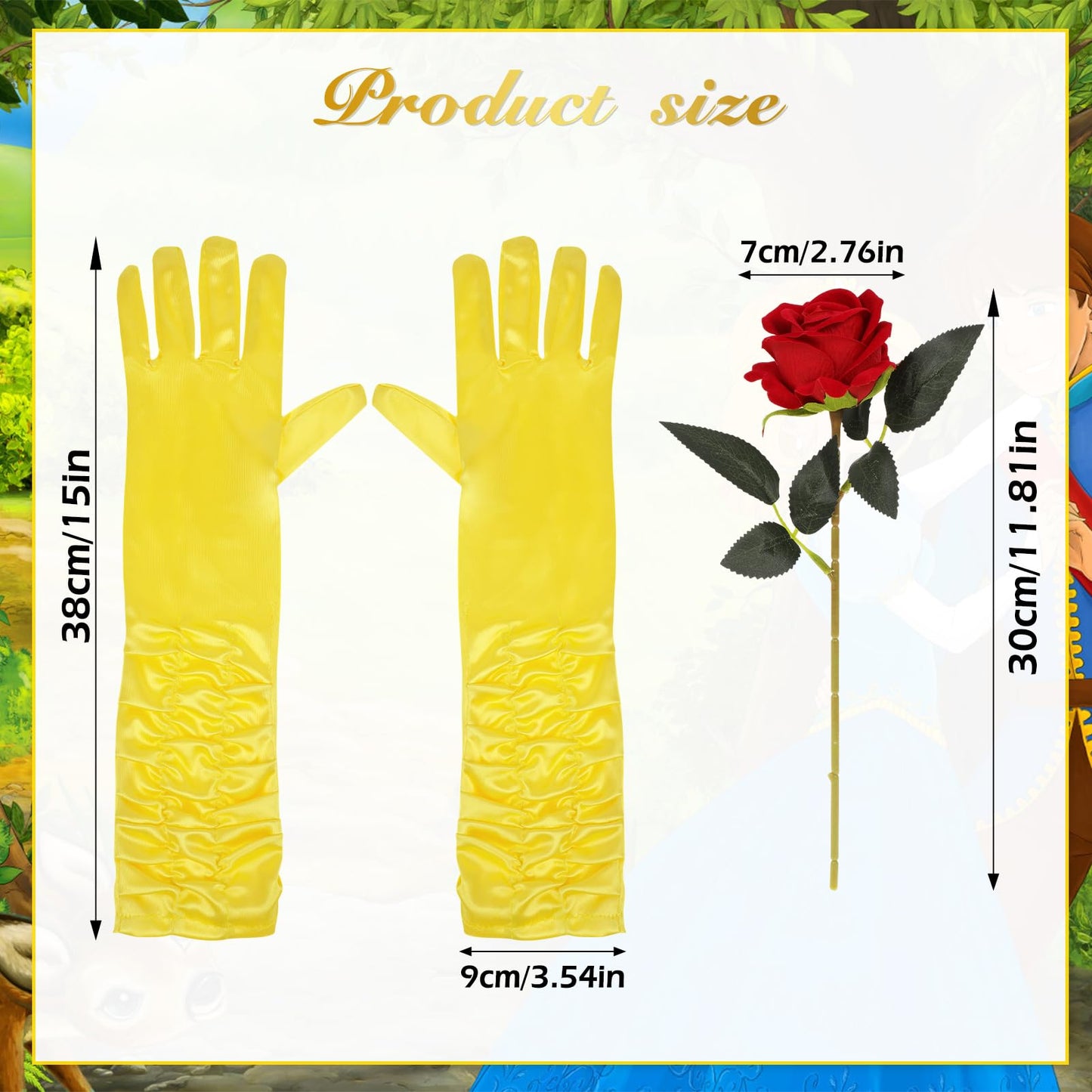 Princess Costumes for Women - Princess Tiara Headband Yellow Gloves (image 3)