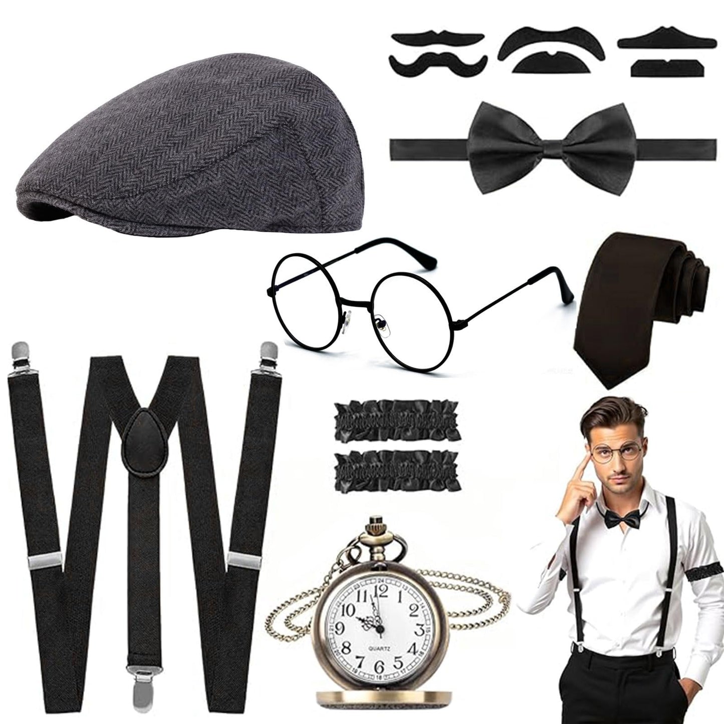 Men's 1920s Accessories - Great Gatsby Costume Men - Cosplay Retro