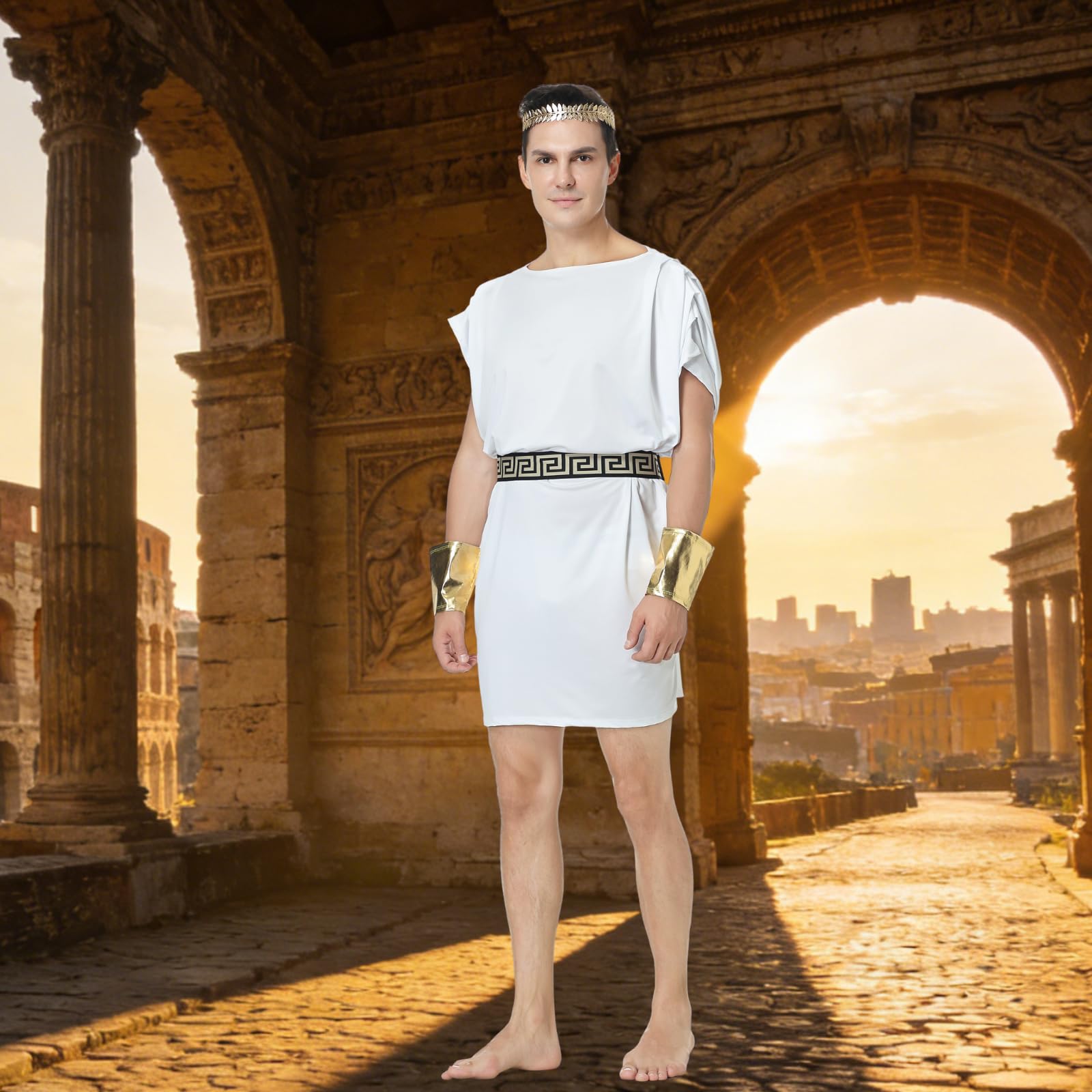 Men Ancient Greek God Costume Adult Toga Outfit Tunic Set Zeus (image 7)