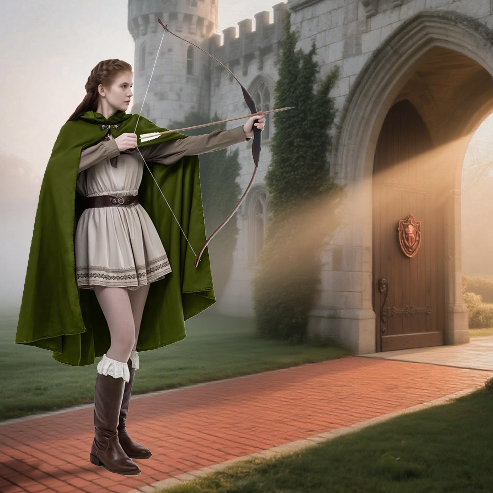 Medieval Coat with Hood Velvet Carnival Party Halloween Cape (image 4)
