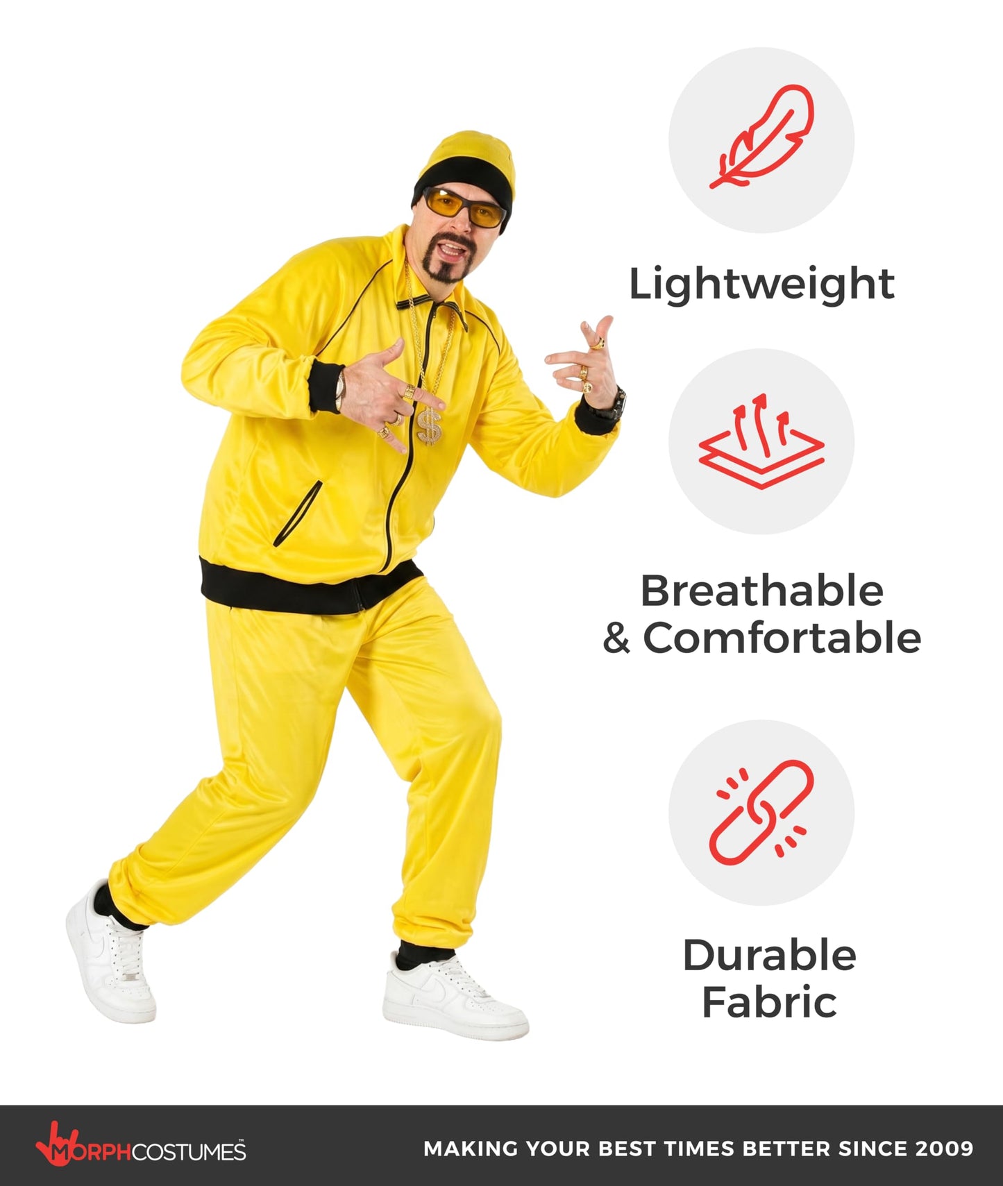 Mens Track Suit Costume Yellow Hip Hop Outfit for Men 2000s Rapper (image 7)