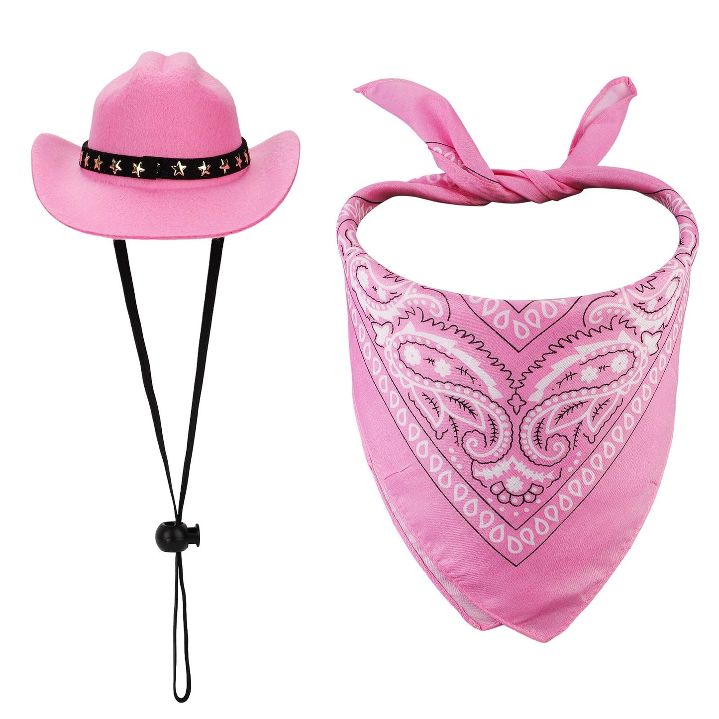 Pet Cowboy Costume - Dog & Cat Cowboy Hat & Bandana Set - Pink