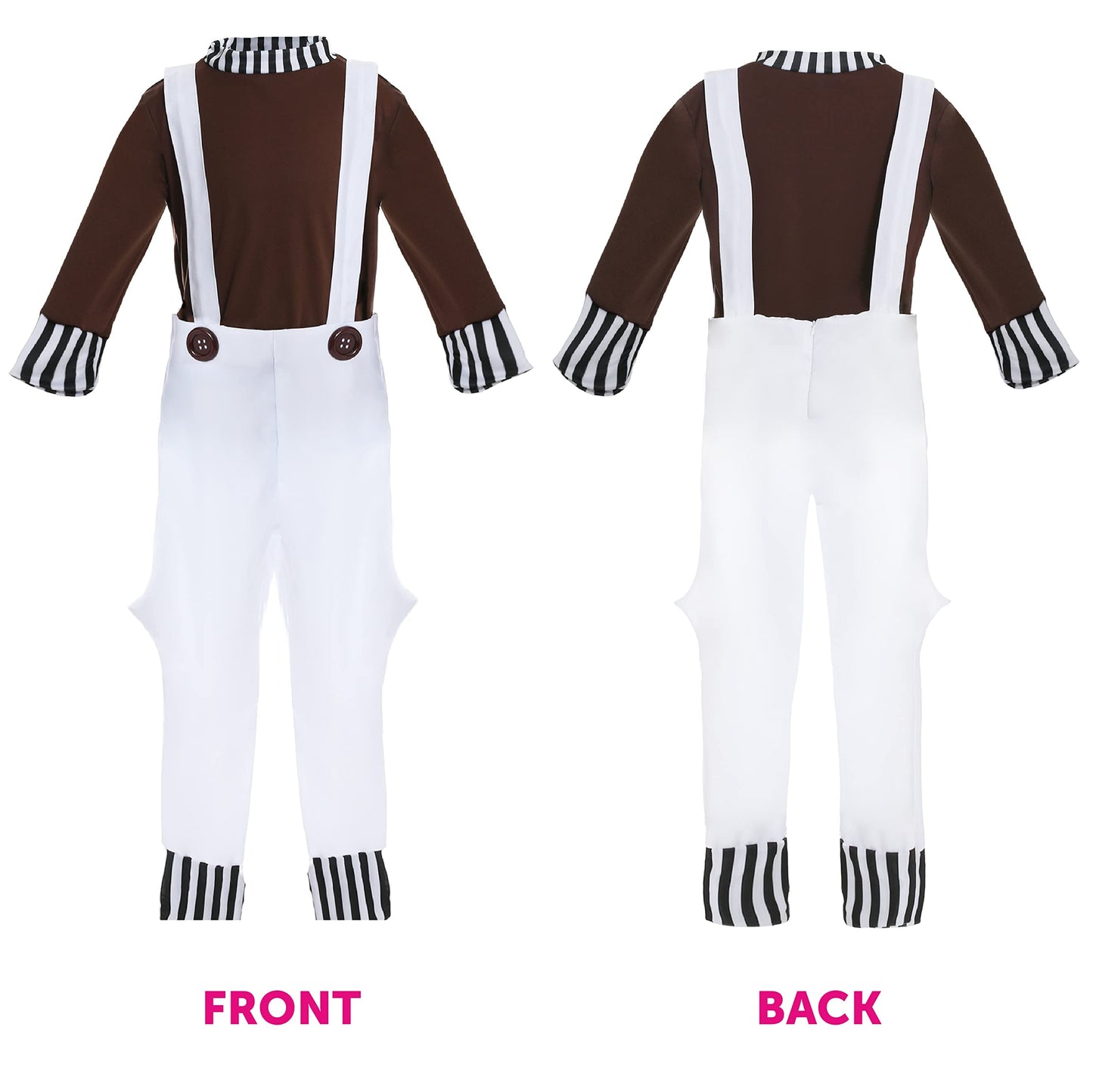 Adults Chocolate Factory Worker - Small - Brown Top, White Trousers, Green Wig, Gloves, Eyebrows, Facepaint - Mens Teacher School Book Week World Book Day Fancy Dress Costume
