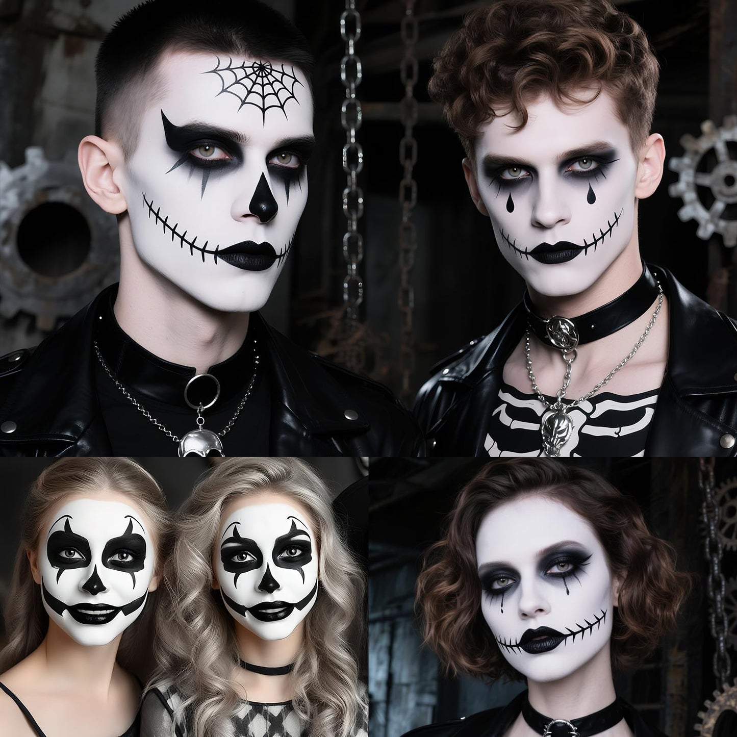 50g White Face Paint Halloween - 1.76oz Halloween Makeup Kit Kids Adults With Brushes, Professional Body Paint Set for Zombie Vampire Skeleton Joker Clown Witch Day of the Dead, Fancy Dress Festivals
