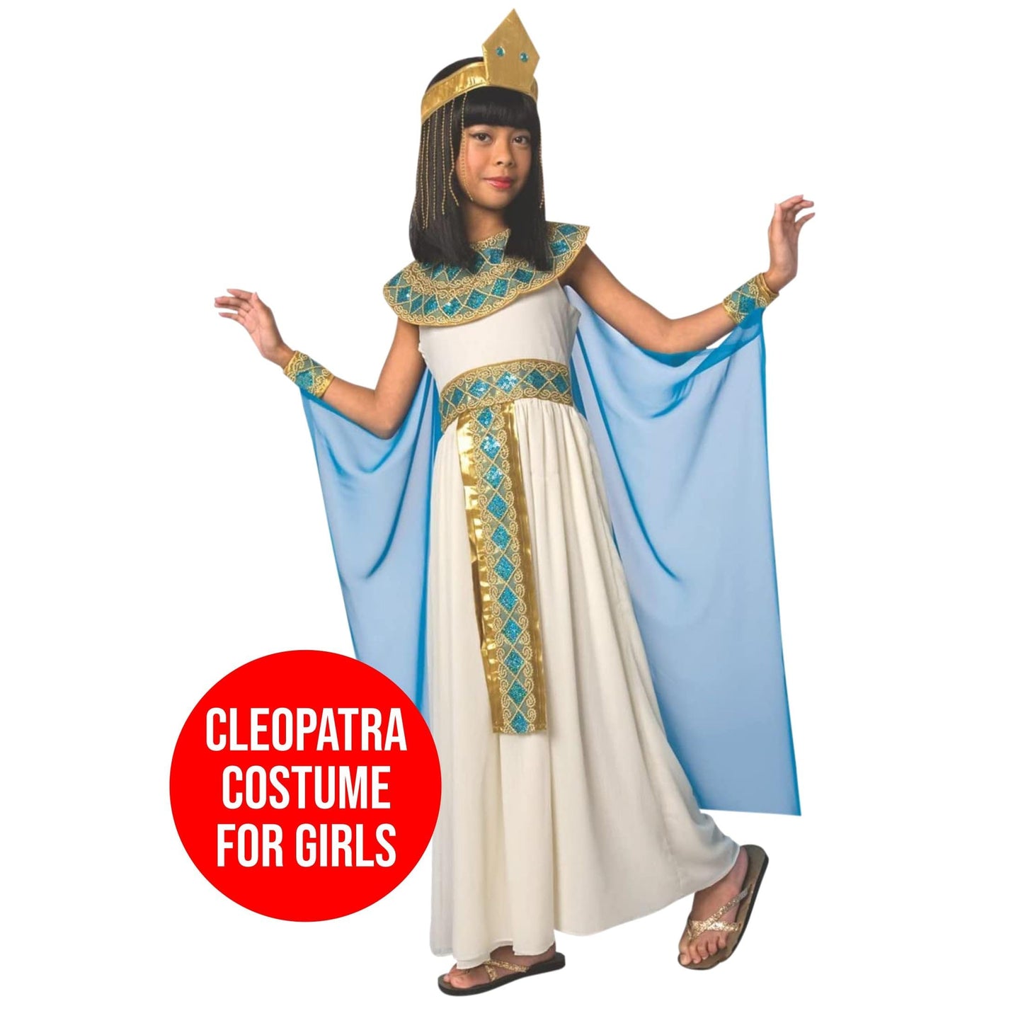 Morph Cleopatra Costume for Kids - Egyptian Costume for Girls - Halloween Dress Up - Egypt Themed Outfit, Large