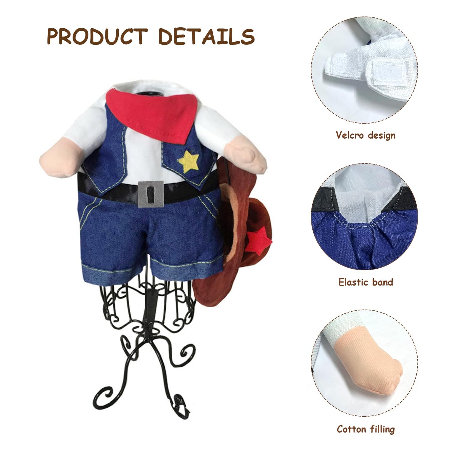 Funny Cowboy Costume with Glasses - Stand-Up Pet Hoodie - Black
