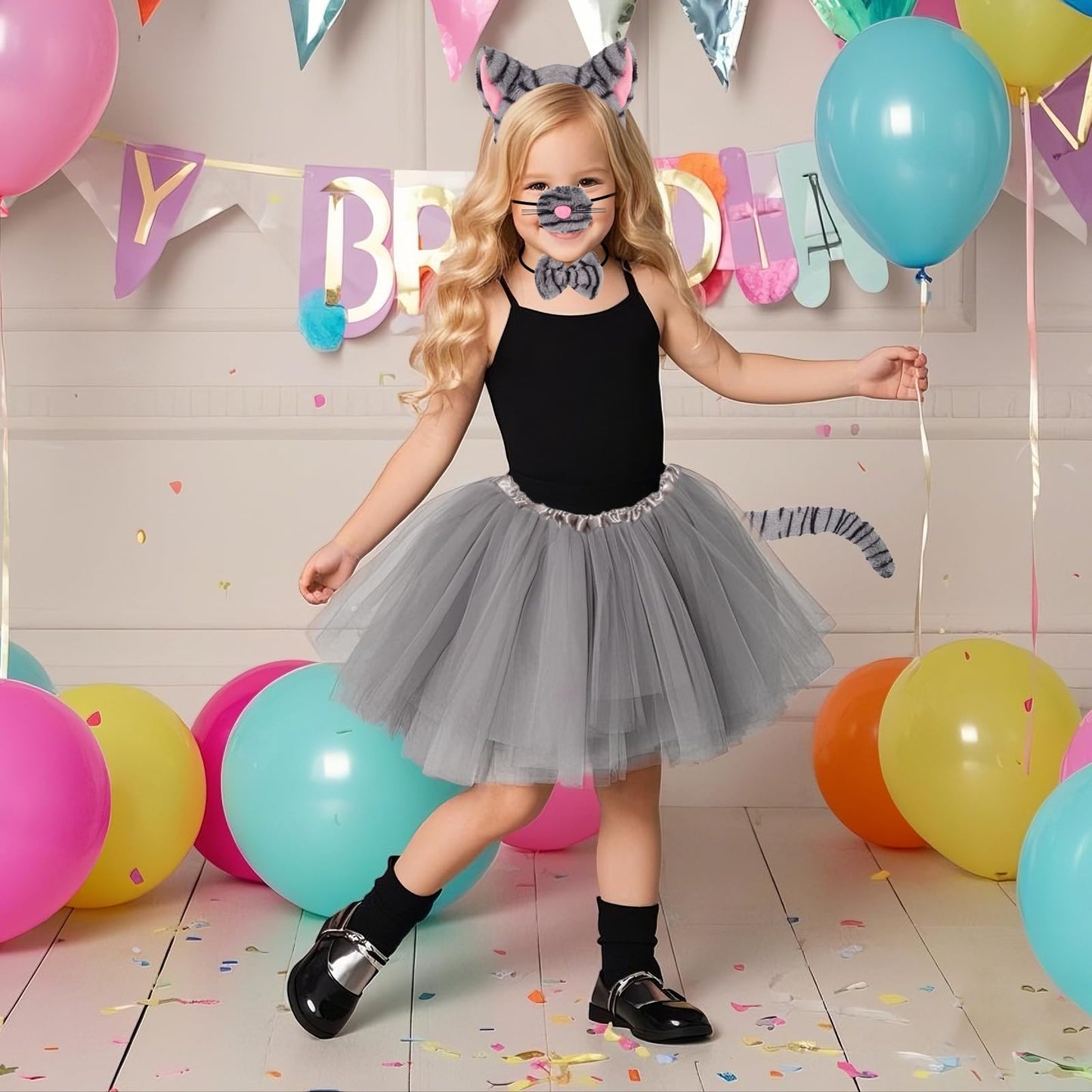 Tabby Cat Costume Accessories for Girls - Grey Cat Costume (image 7)