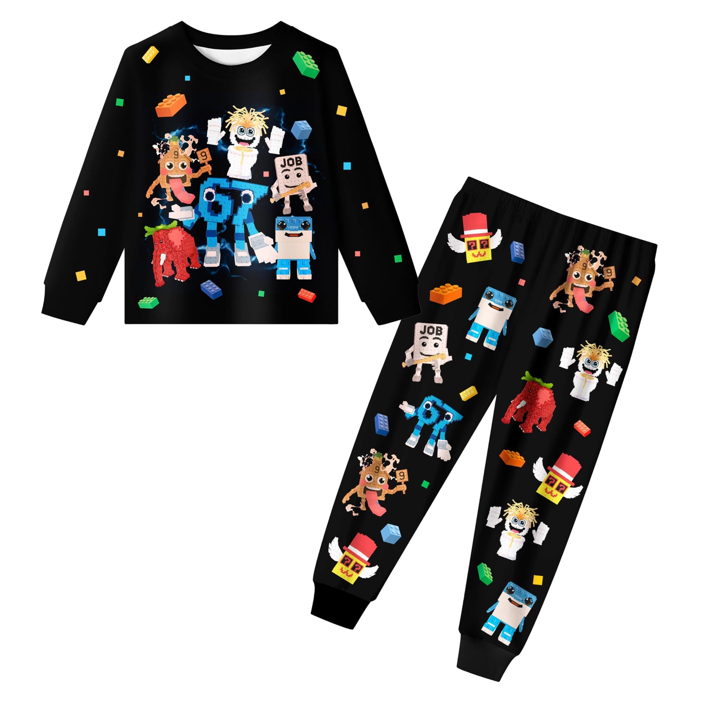 Boys Clothes Set Brain 67 Theme Six Seven Cartoon Long Sleeve Shirt