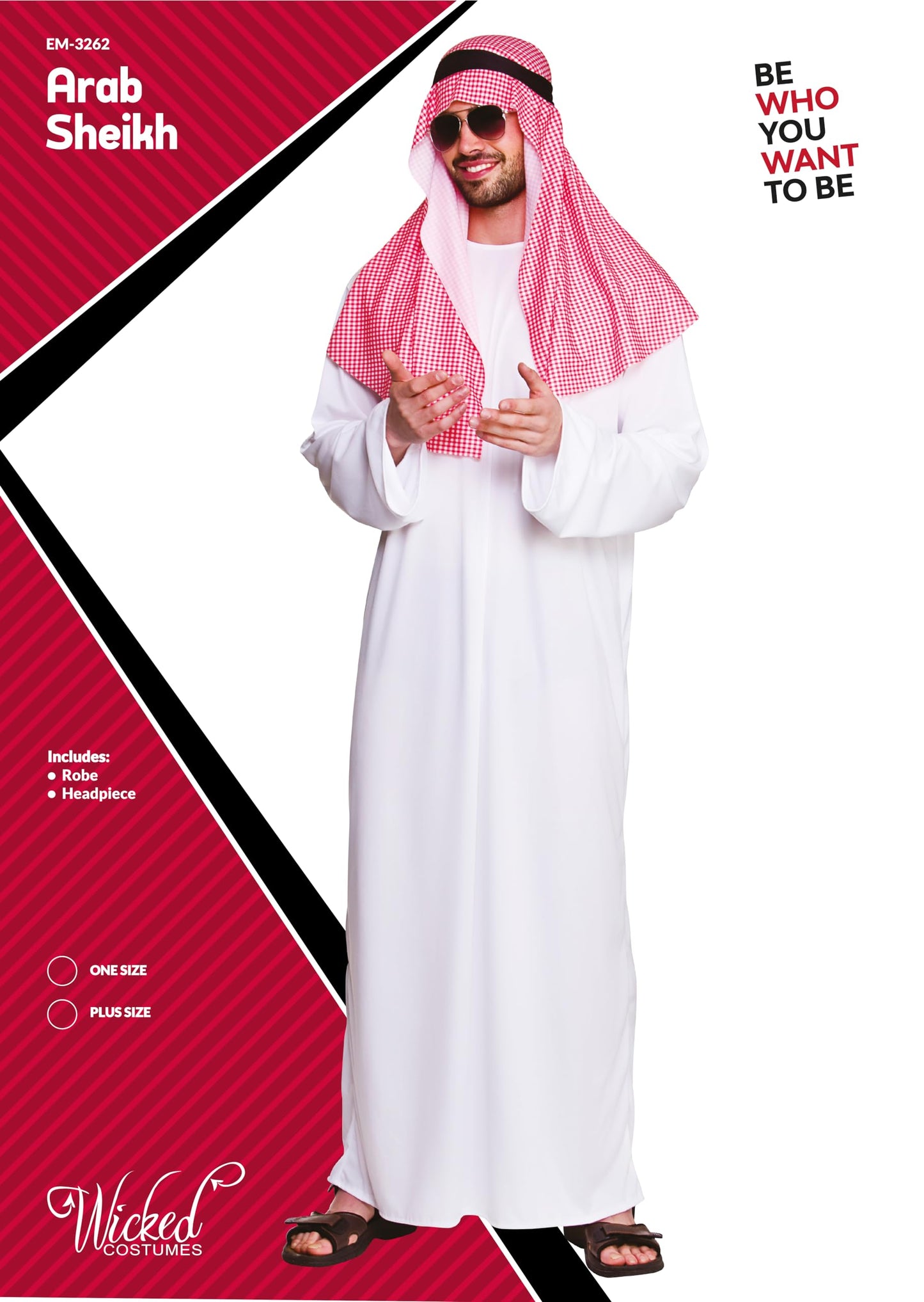 Wicked Costumes Mens Sheikh Fancy Dress Costume – Middle Eastern Style Outfit for Parties & Events - Plus Size