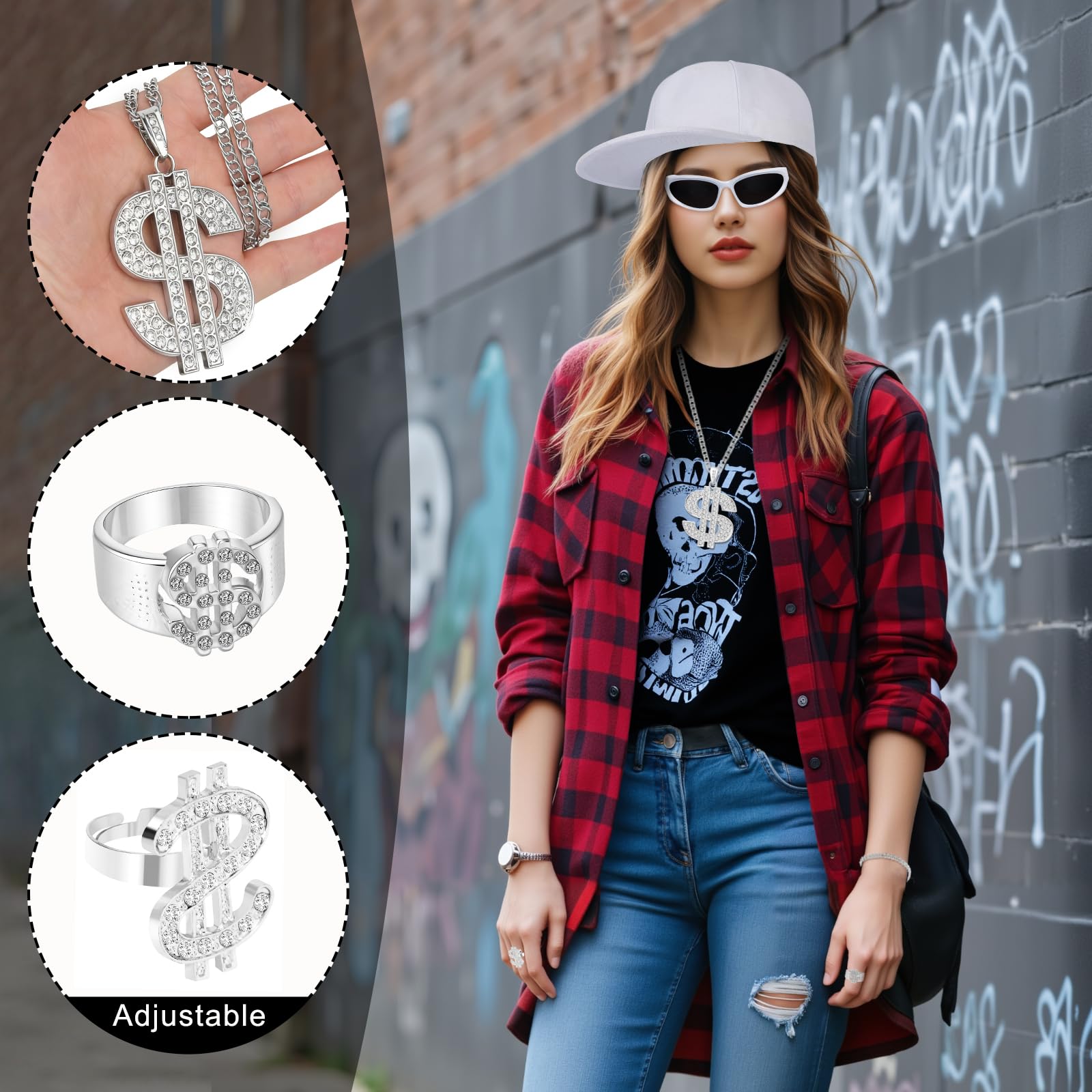 Hip Hop Costume Kit - 2000s Hip Hop Fancy Dress Silver Rapper Fancy (image 4)