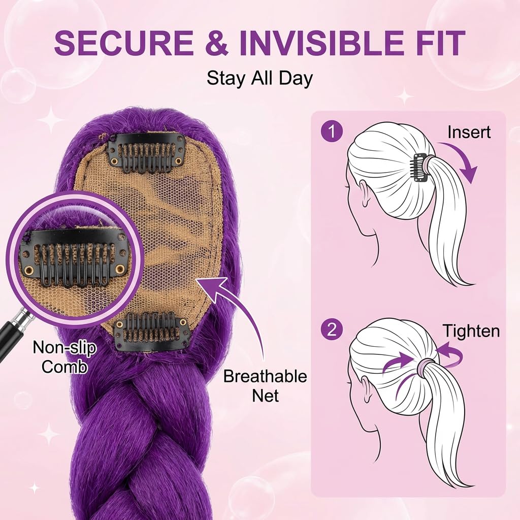Rumi Wig Kpop Hair Wig with Purple Hair Extensions - Purple Hair