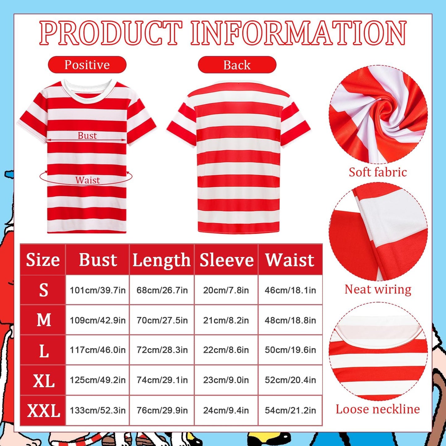 Red & White Striped T-Shirt Set for Adult - Wally Costume (image 2)