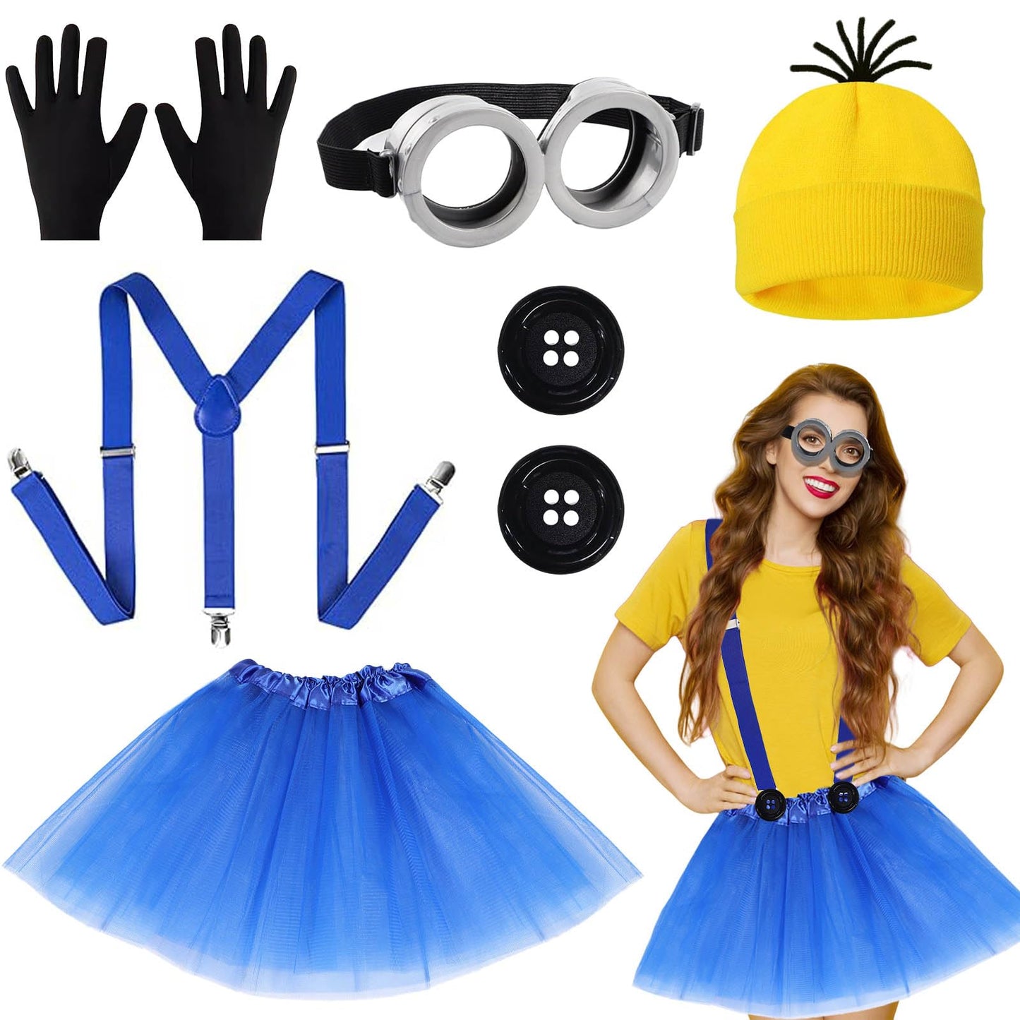 6-Piece Yellow Cosplay Costume Set for Women - Including Yellow