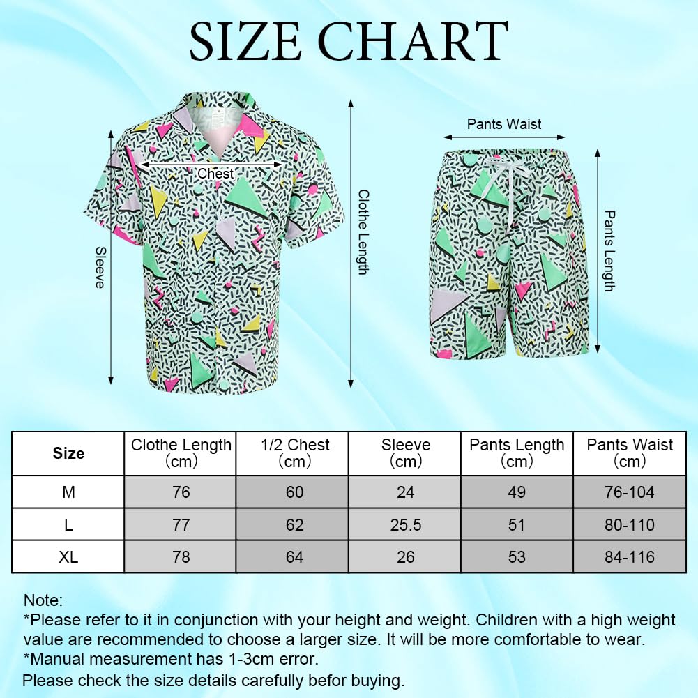 80s 90s Outfit Retro Button Shirts - Hip Hop Costume Outfit Set (image 2)