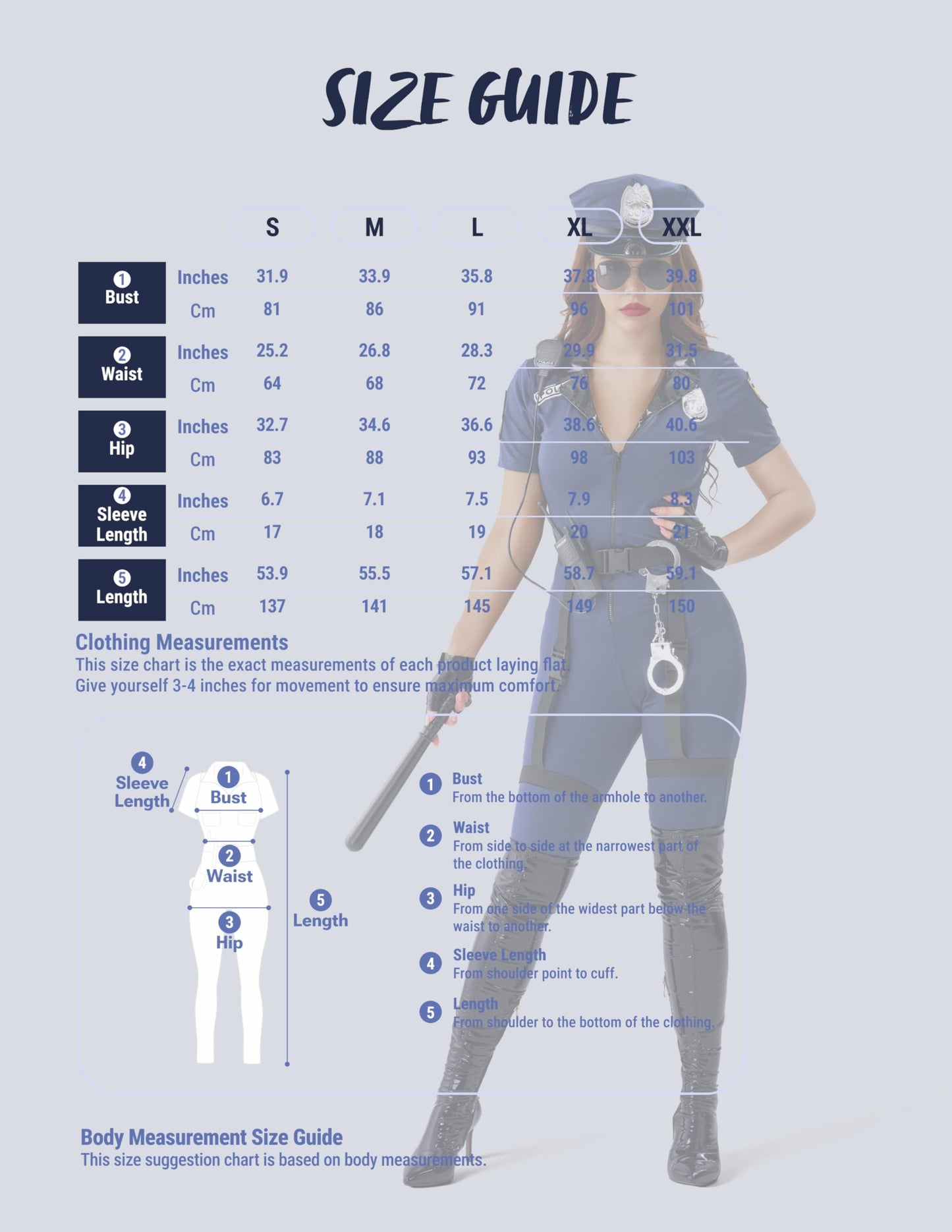 Adult Women Police Costume for Halloween Dress Up Party - Cop Role (image 5)