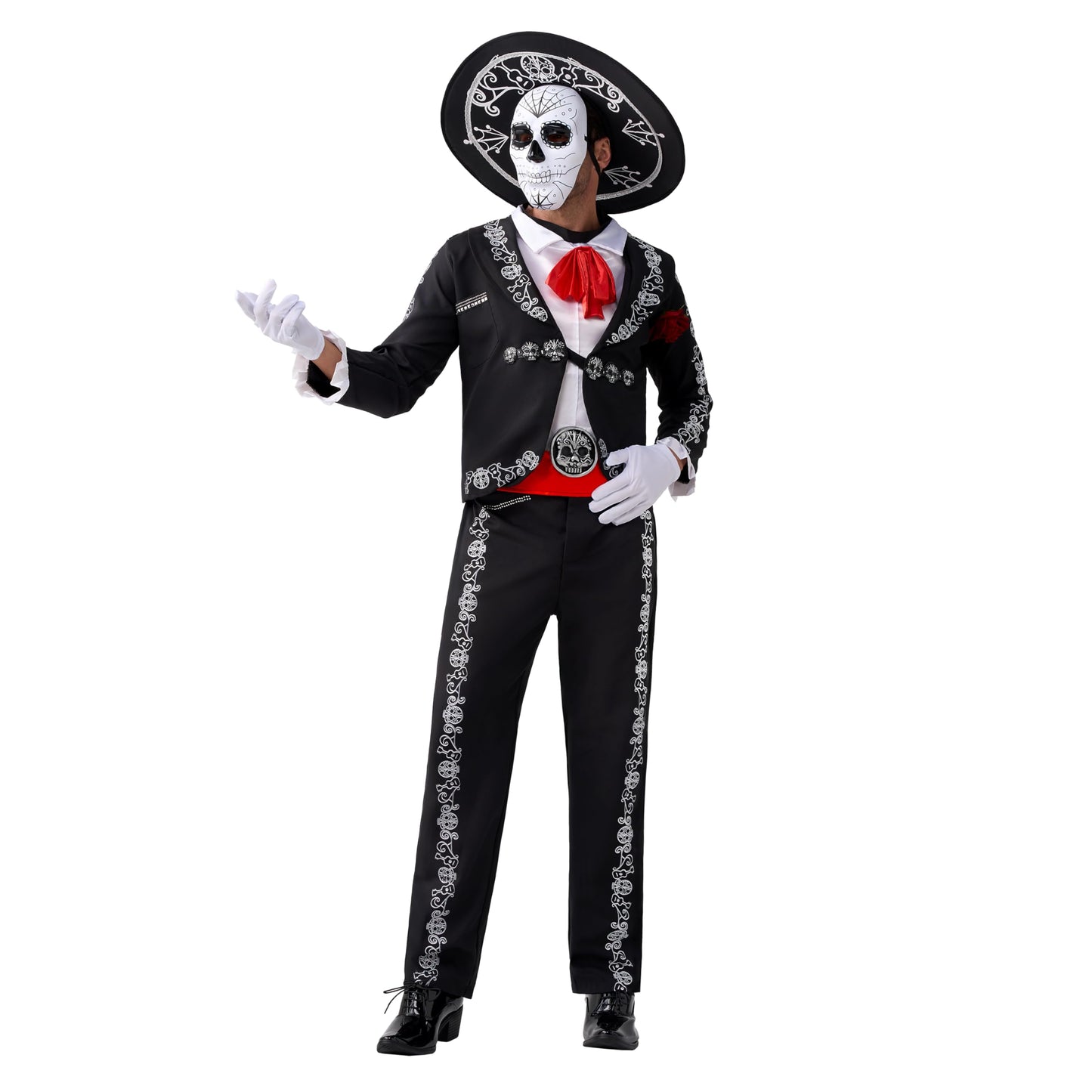 Spooktacular Creations Mens Day of The Dead Mariachi Senor Adult Costume Set Halloween Dress Up Party, Dia Muertos