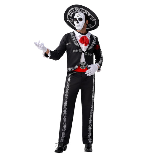 Spooktacular Creations Mens Day of The Dead Mariachi Senor Adult Costume Set Halloween Dress Up Party, Dia Muertos