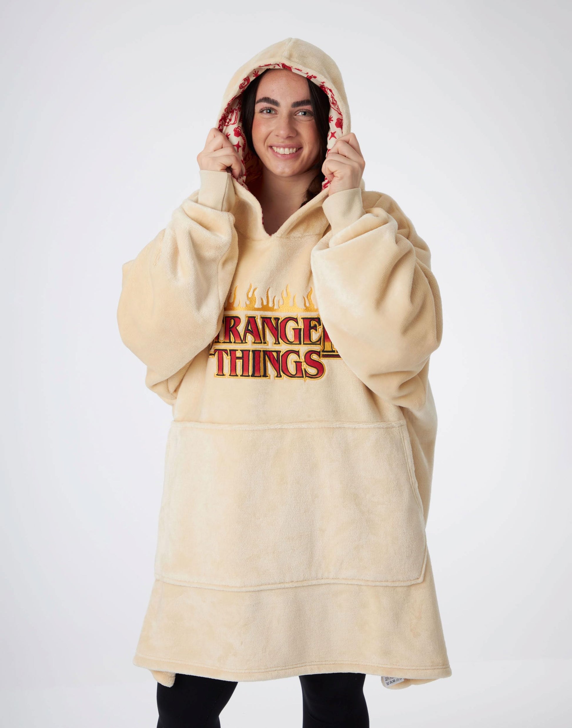 Adults Wearable Blanket Hoodie - Men & Womens Oversized Cream (image 3)