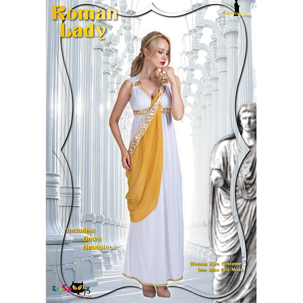 EraSpooky Greek Goddess Ladies Roman Toga Party Fancy Dress Costume White