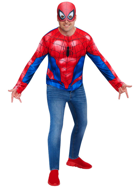 Spider-Man adult top with half mask, Marvel licensed