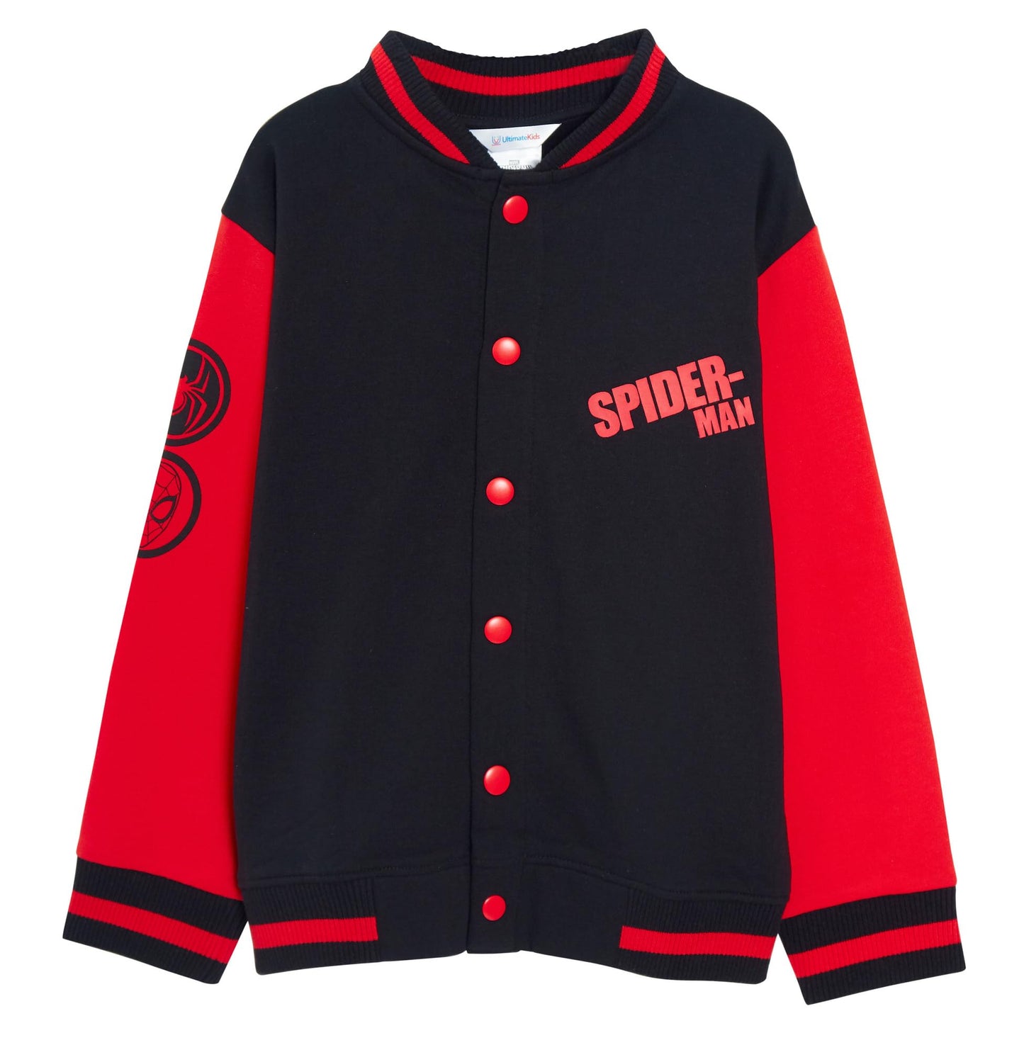 Boys Girls Spiderman Varsity Baseball Jacket With Glow In the Dark Eyes Kids Marvel Spidey Jacket Kids Warm Bomber Coat 7-8 Years