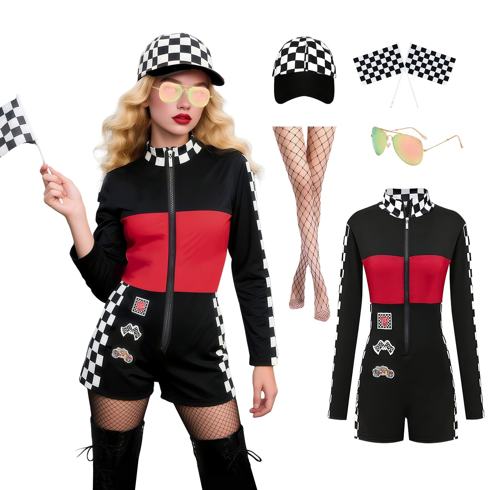 Race Car Driver Costume Women Racing Driver Bodysuit Pit Crew