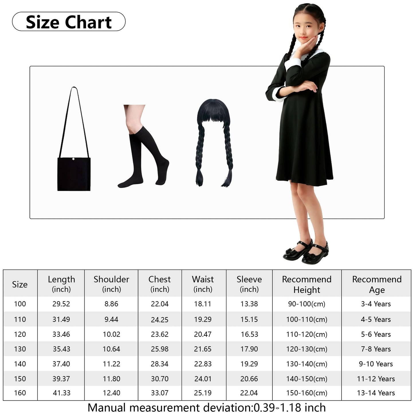Beejirm Wednessday Costume Black Costume Girls Dress For Kids Black Costumes Carnival Costumes Girls Party Dresses 4-13 Years