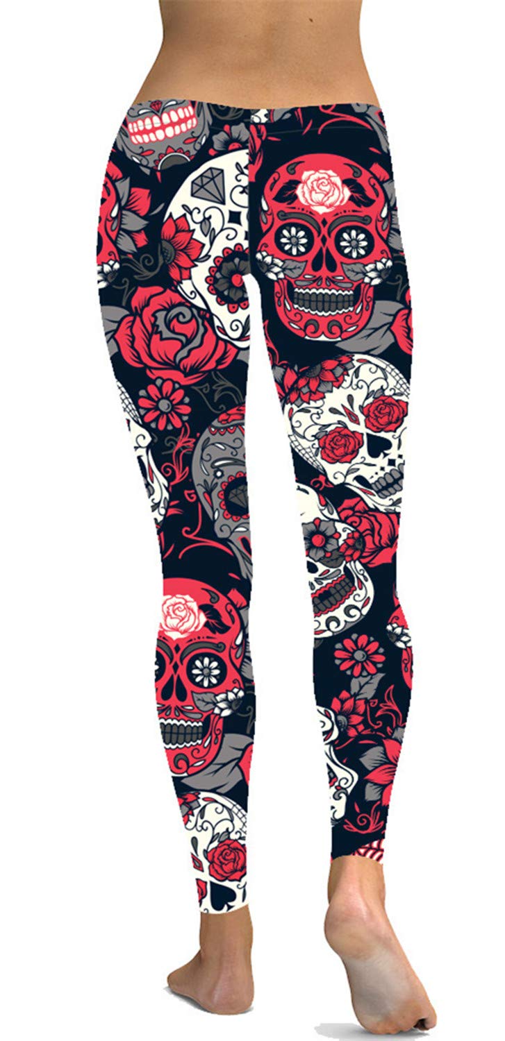 Fioeyr Women's Halloween Costume Leggings Skeleton Tight Stretch Funny Pants High Waist Stretch Leggings Ladies Elasticated