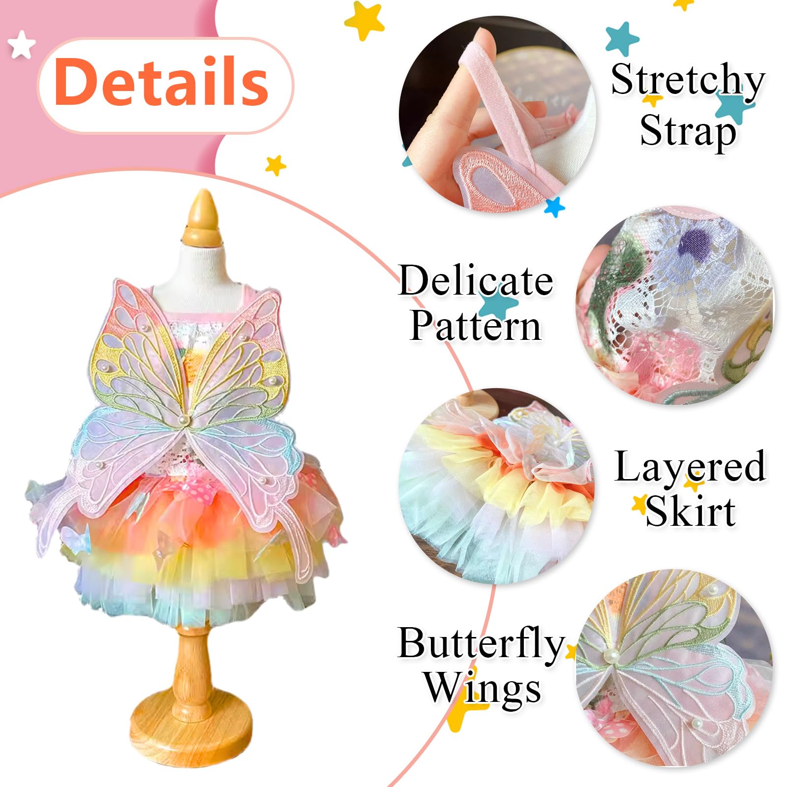 Cat Pretty Fairy Costume Clothing - Pet Cute Dress Outfit (image 2)
