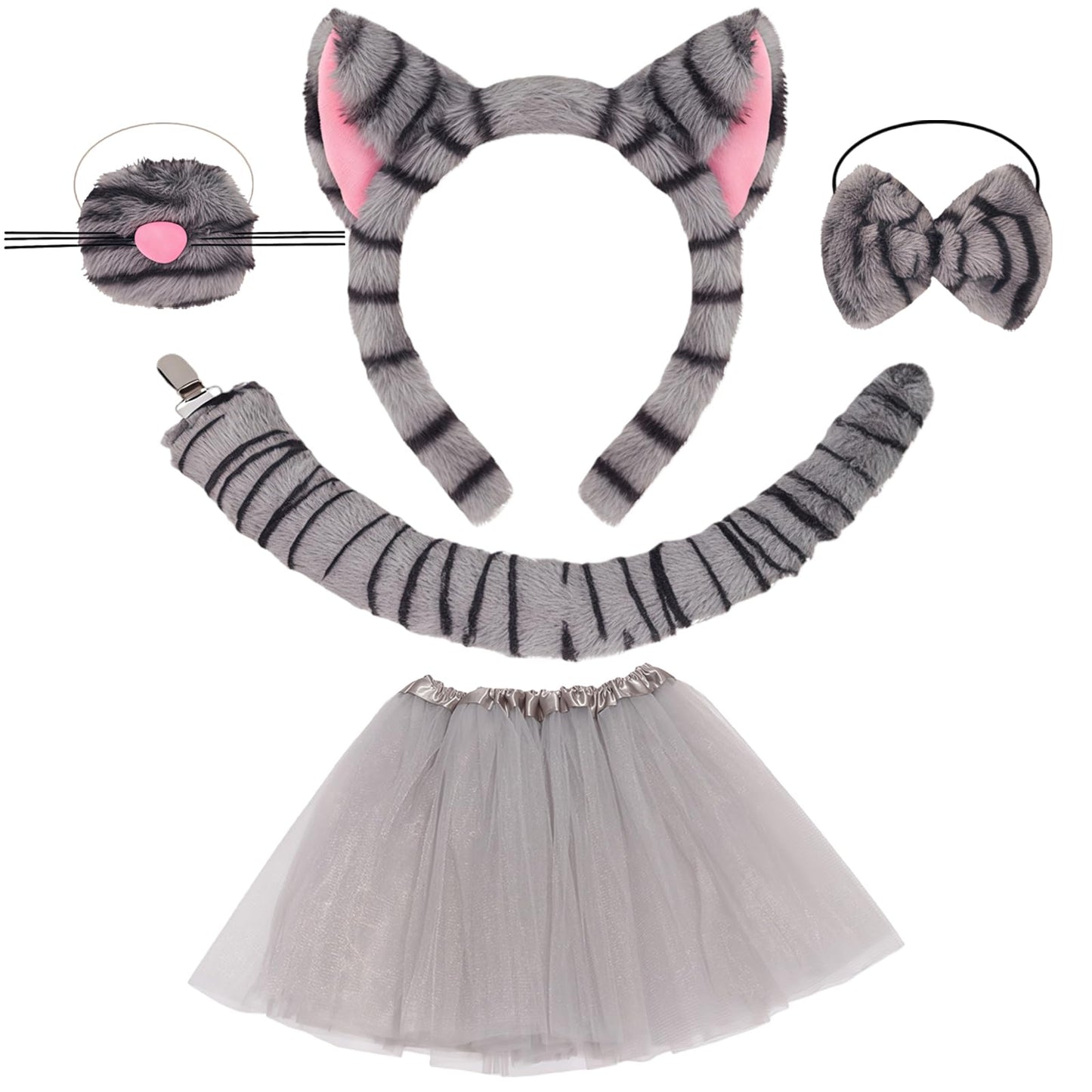 Cat Costume Set - Tabby Cat Costume Accessories with Grey Cat