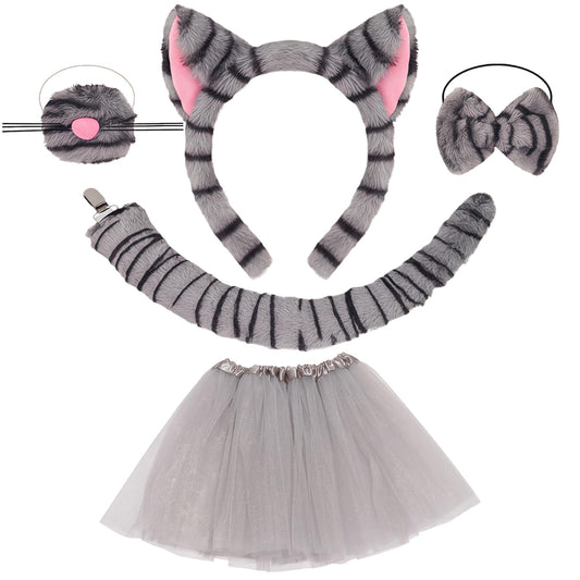 Cat Costume Set - Tabby Cat Costume Accessories with Grey Cat