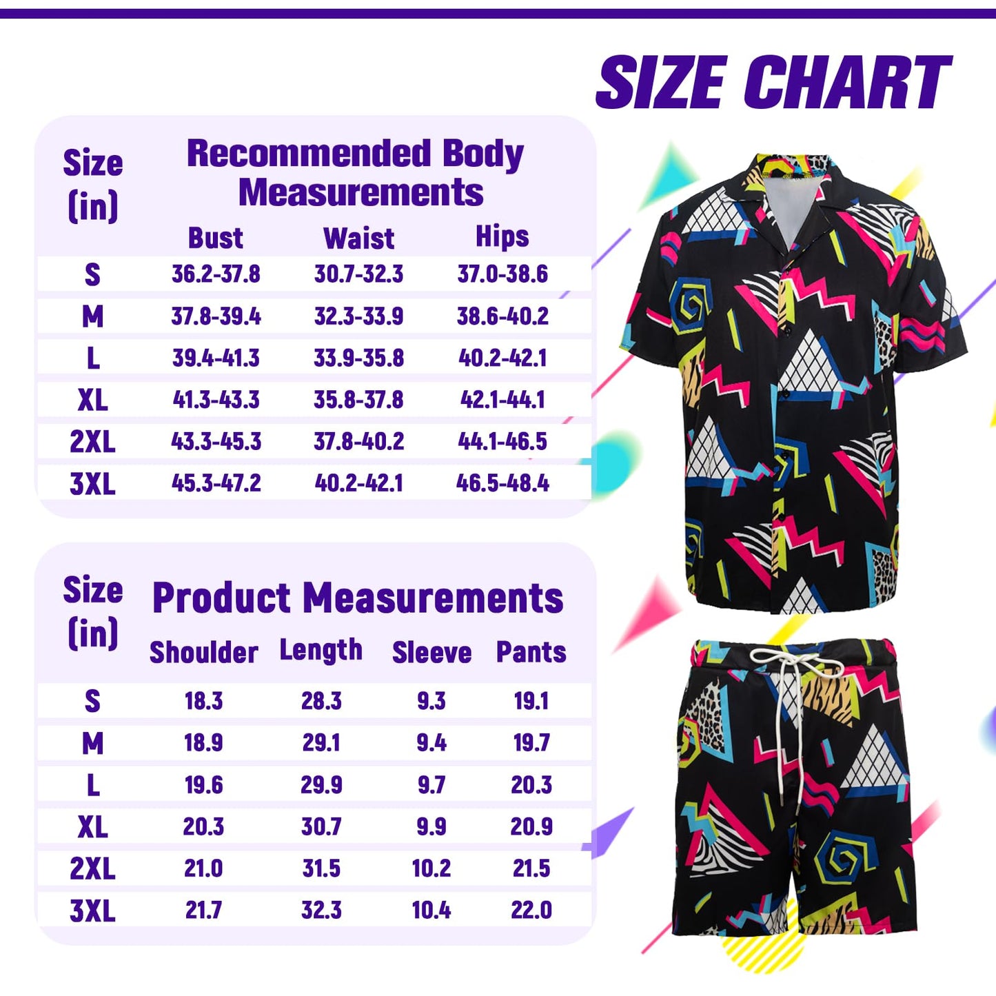 HZVRTN 80s Fancy Dress Men Hip-Hop T-Shirts And Shorts Set, 7Pcs Retro 80s 90s Hip-Hop Sportswear, Shell Suit Mens Fancy Dress Costume for Beach Party, Music Festival, Carnival, Disco (Black, L)