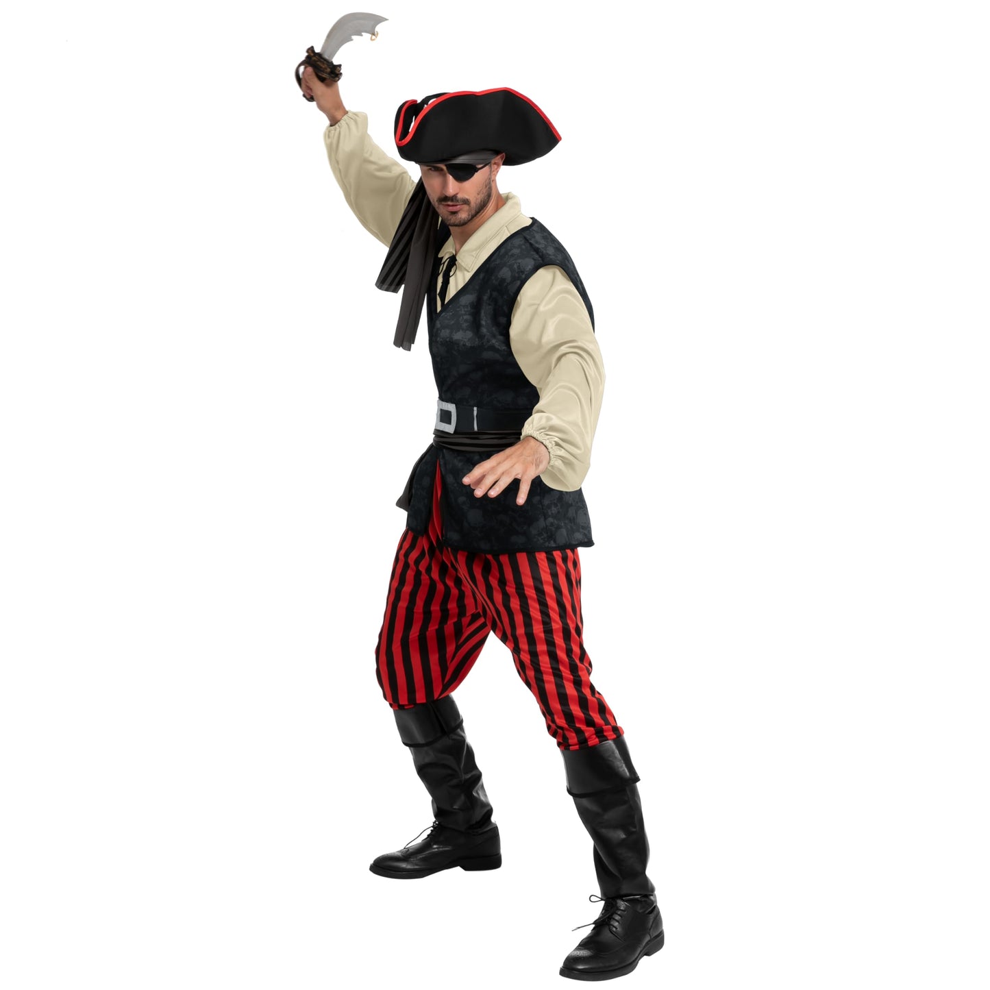 Adult Men Beige Pirate Costume for Halloween - Costume Party