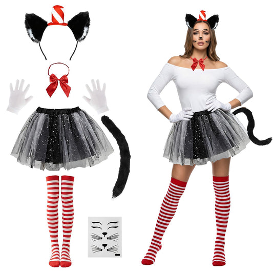 Adult Carnival Crazy Cat Fancy Dress Costume - Cat Animal Costume