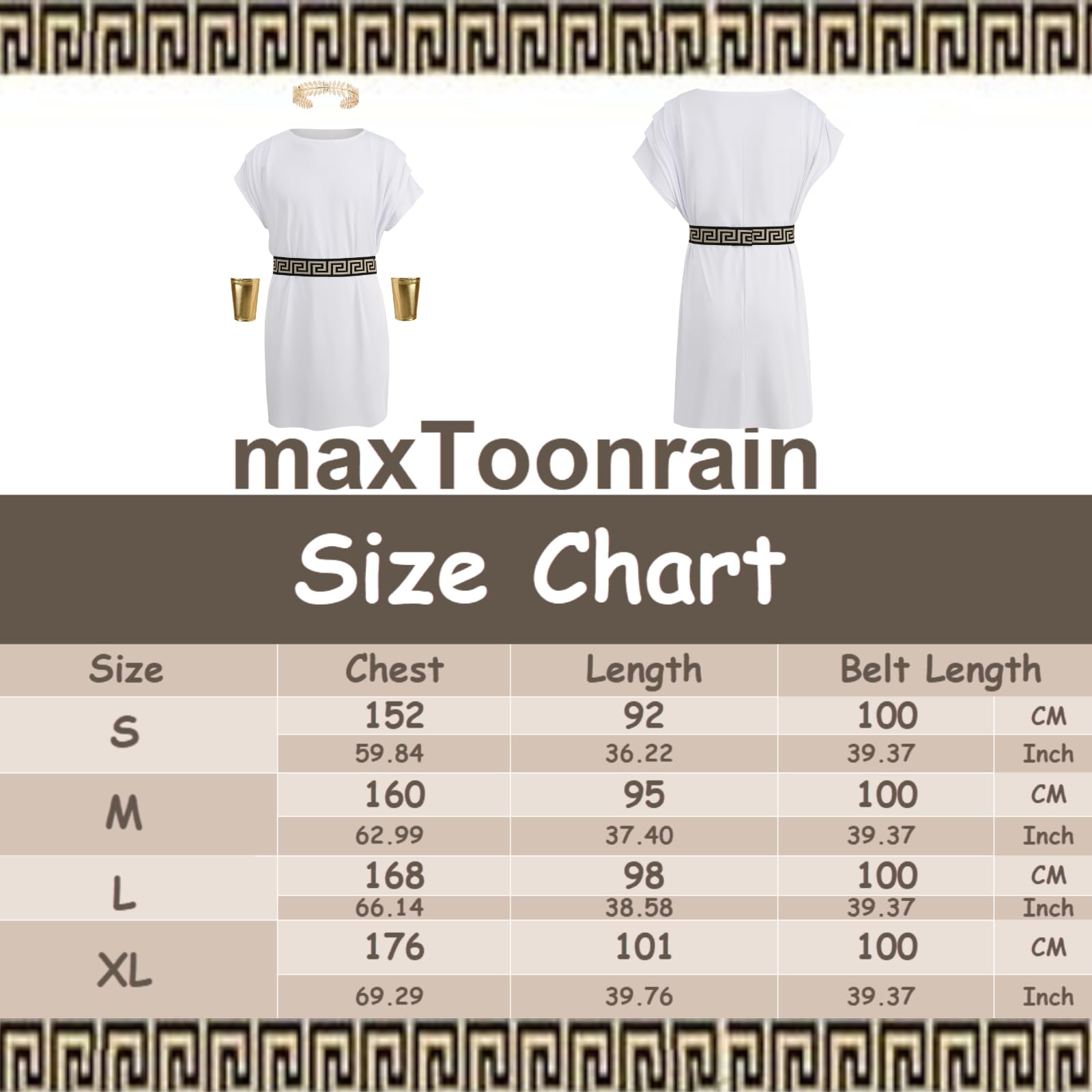 Men Ancient Greek God Costume Adult Toga Outfit Tunic Set Zeus (image 3)
