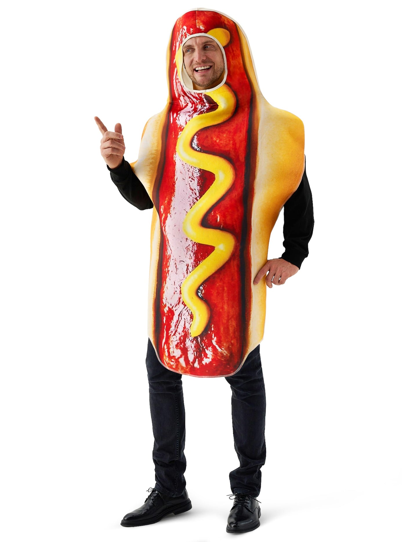 Spooktacular Creations Couple HotDog Costume Adult Digital Printing Food Costume Outfit for Halloween Dress Up Party-S-M