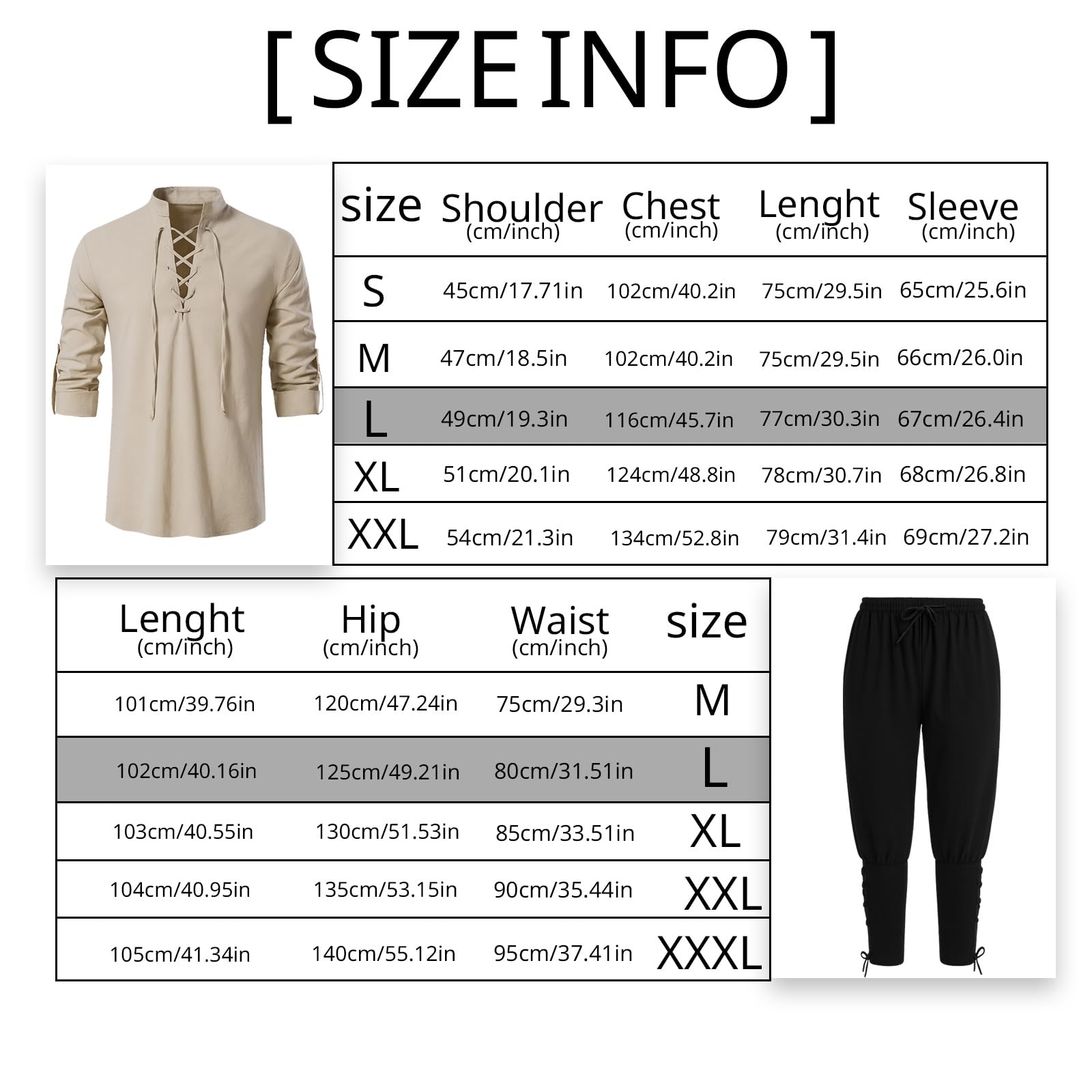 Pirate Costume for Adult Men with Eye Patch Medieval Shirt Trousers (image 2)