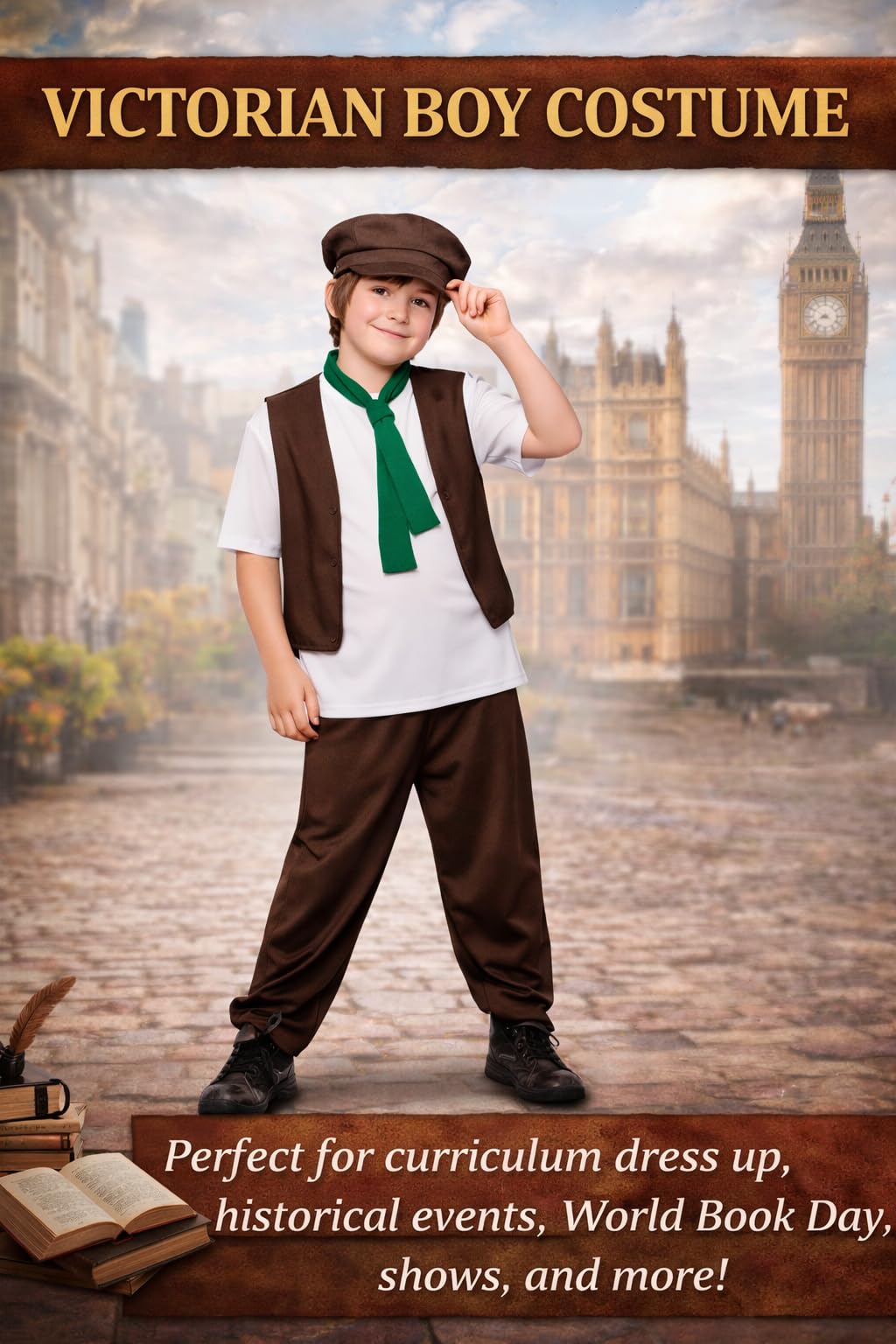 Wicked Costumes Boys Victorian Fancy Dress Costume – Historical Gentleman Outfit for World Book Day, School Plays, Dickens Events & Parties - Large (8-10 Years)