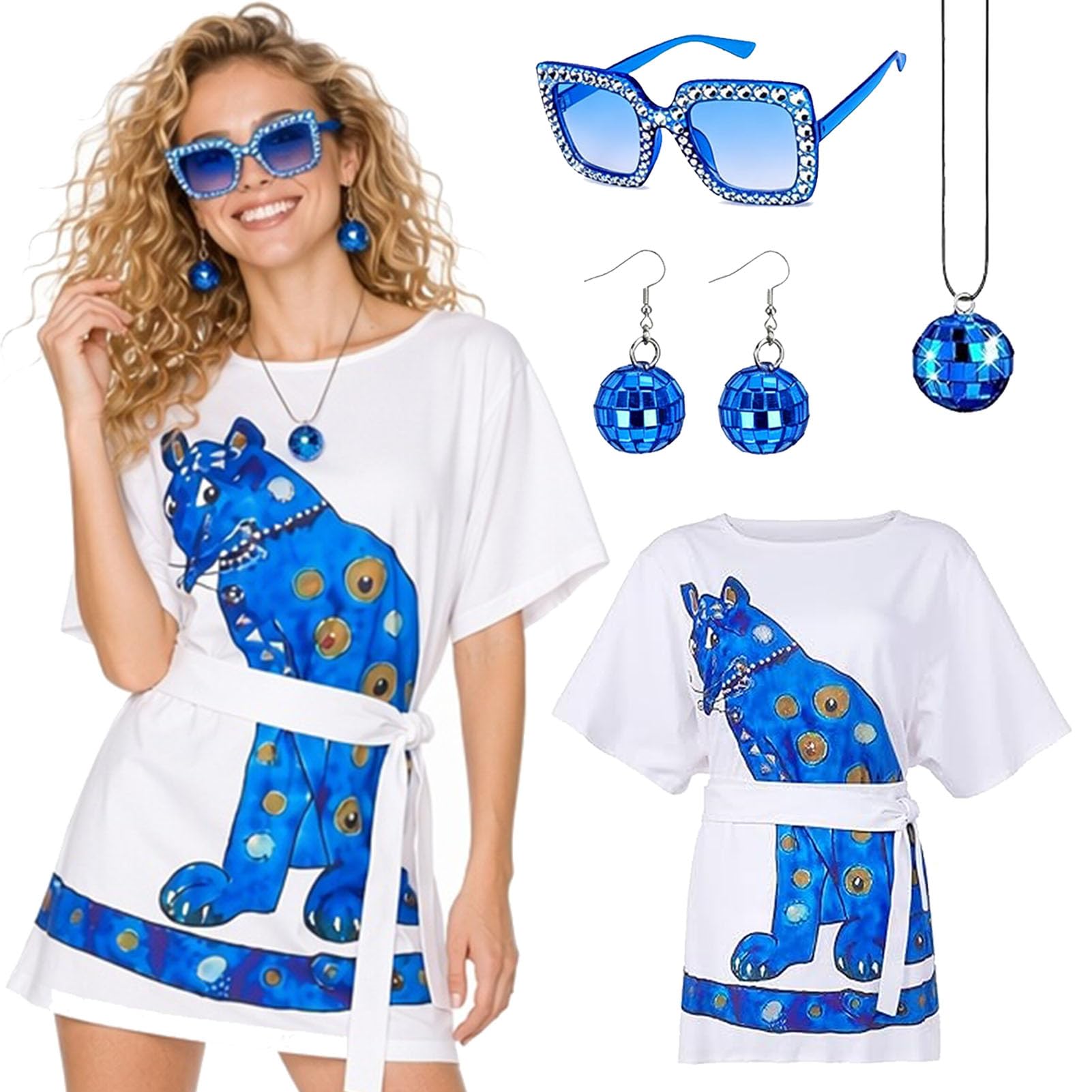 ABBA Costume for Women ABBA Outfits with 70s Vintage Dress Glasses