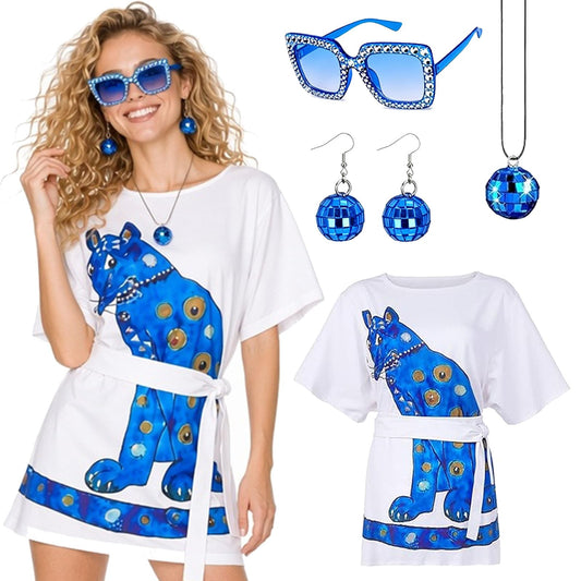 ABBA Costume for Women ABBA Outfits with 70s Vintage Dress Glasses