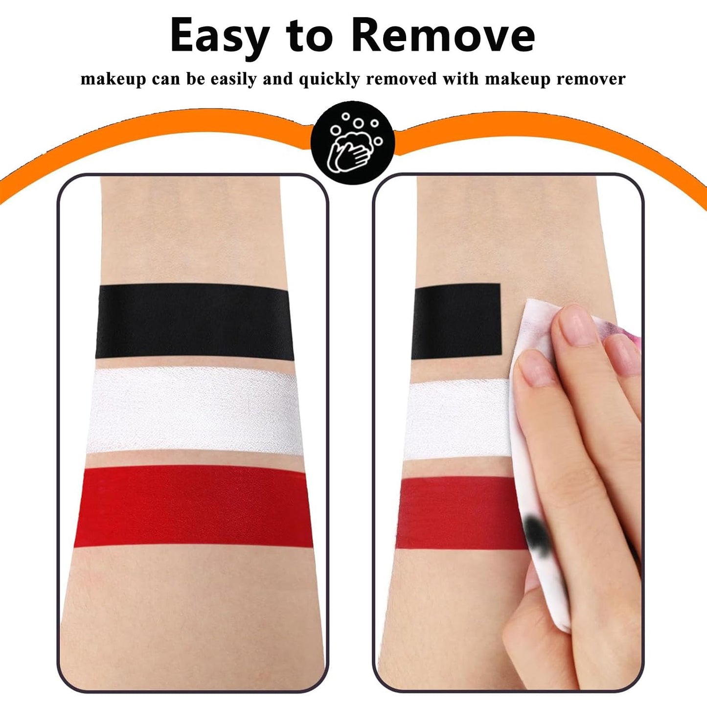 3PCS Halloween Face Painting Kit - Black & White & Red Face Paint Stick Lip Sticks - Waterproof & Durable Face Paint Sticks for Halloween Make Up, Line up, Baseball, Football