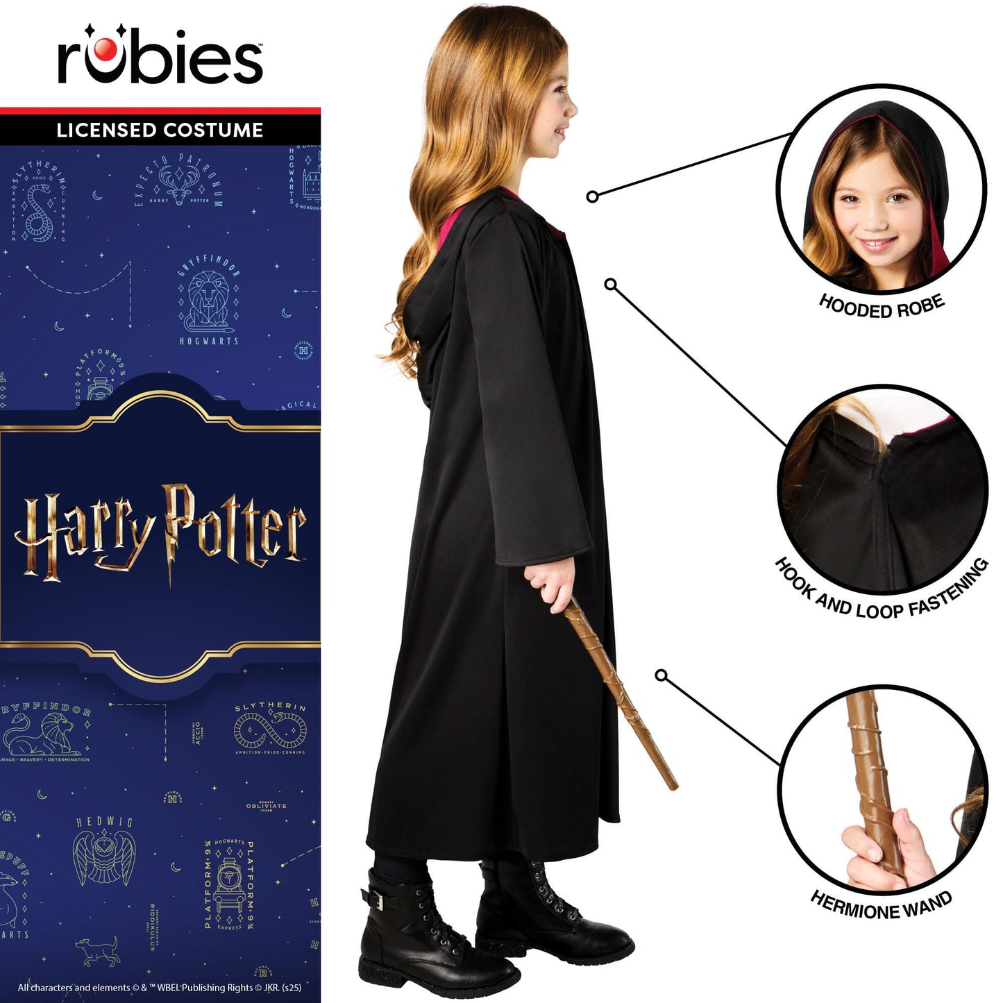 Rubies Official Warner Brothers Harry Potter Hermione Robe Set Childrens Costume, Kids Fancy Dress, Size 7-8 Years Halloween