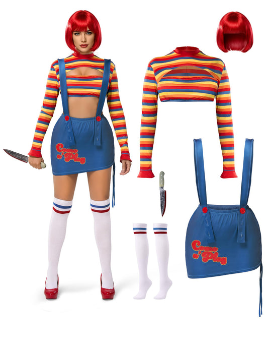 Spooktacular Creations Halloween Women Killer Doll Costume, Adult Scary Nightmare Killer Doll Dress, Halloween Costume Women for Scary Themed Cosplay (Medium)