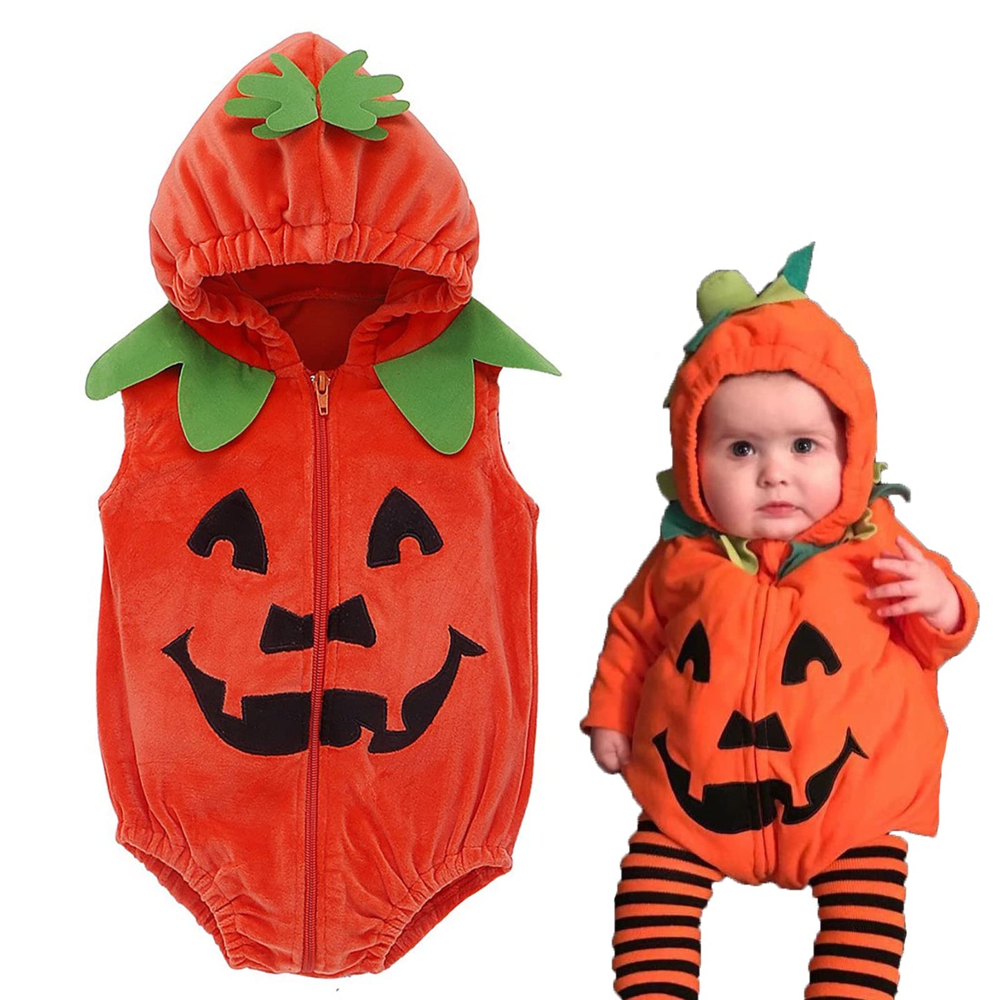 Hifot Baby Halloween Costume Pumpkin Costume Kids Newborn Outfit Jumpsuit Pumpkin Romper with Hat Shoes for Baby Girls Boys Infant Clothes Set