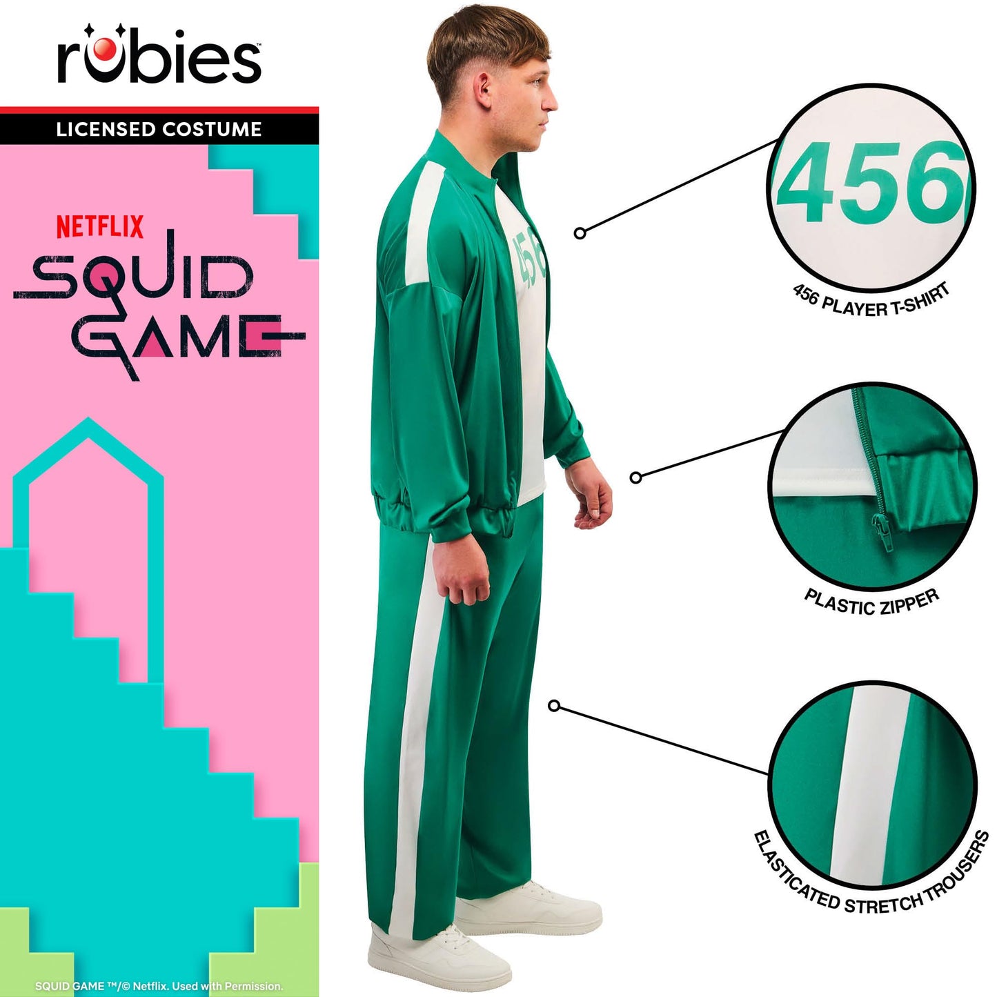 Rubies Official Squid Game Player 456 Deluxe Costume Adult Fancy Dress, Size Small