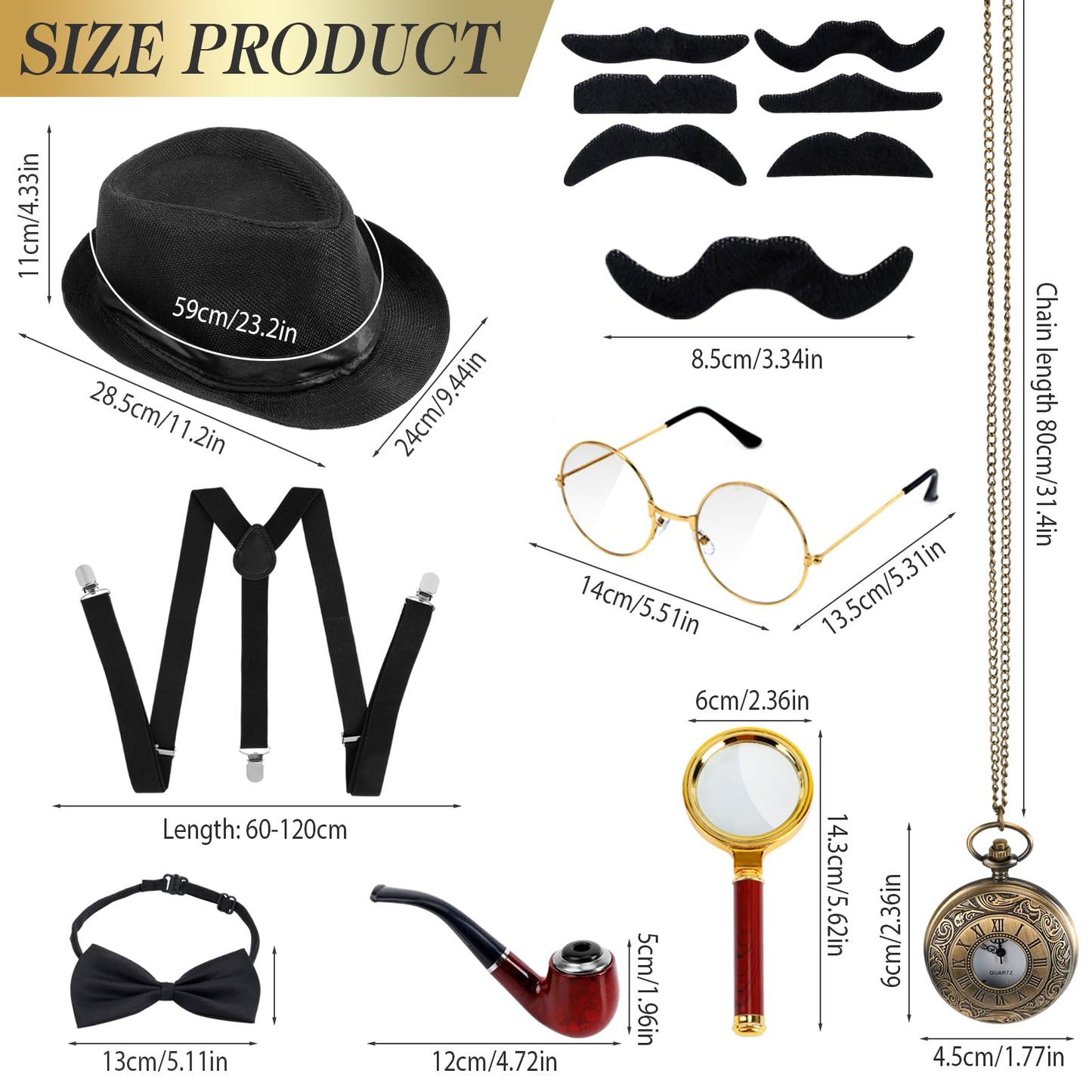 20s Costume Men's Gatsby - Peaky Blinders Costume with Hat Glasses