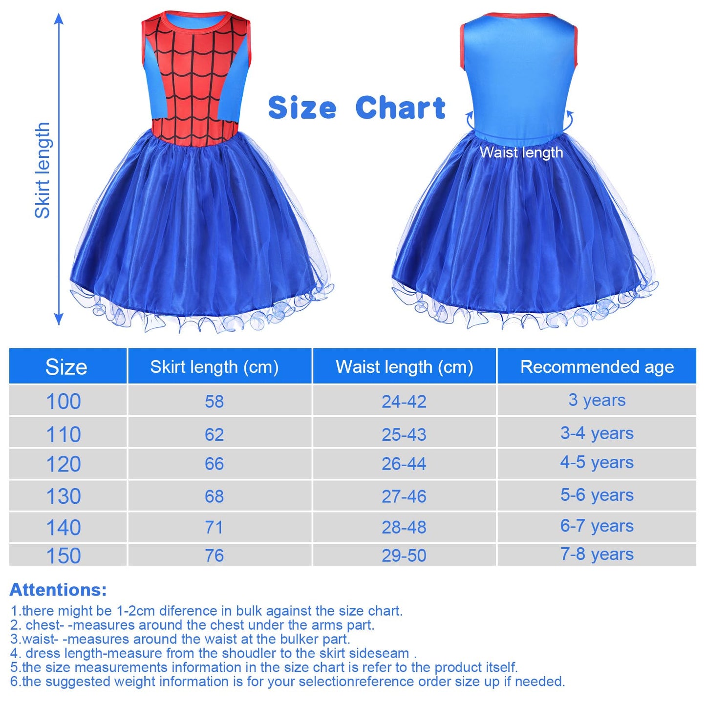 Aomig Spider-Girl Costume, Halloween Kids Spider Costume, Halloween Superhero Costume with Super Hero Mask, Deluxe Girls Spider Fancy Dress Outfit for Carnival Masquerade Party
