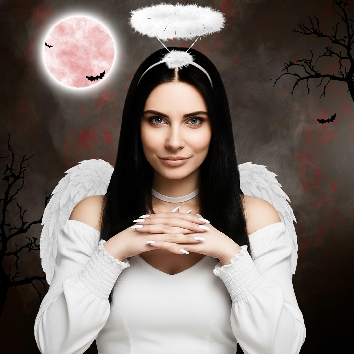 White Angel Wings and Halo Womens Halloween Costumes - Adult Angel