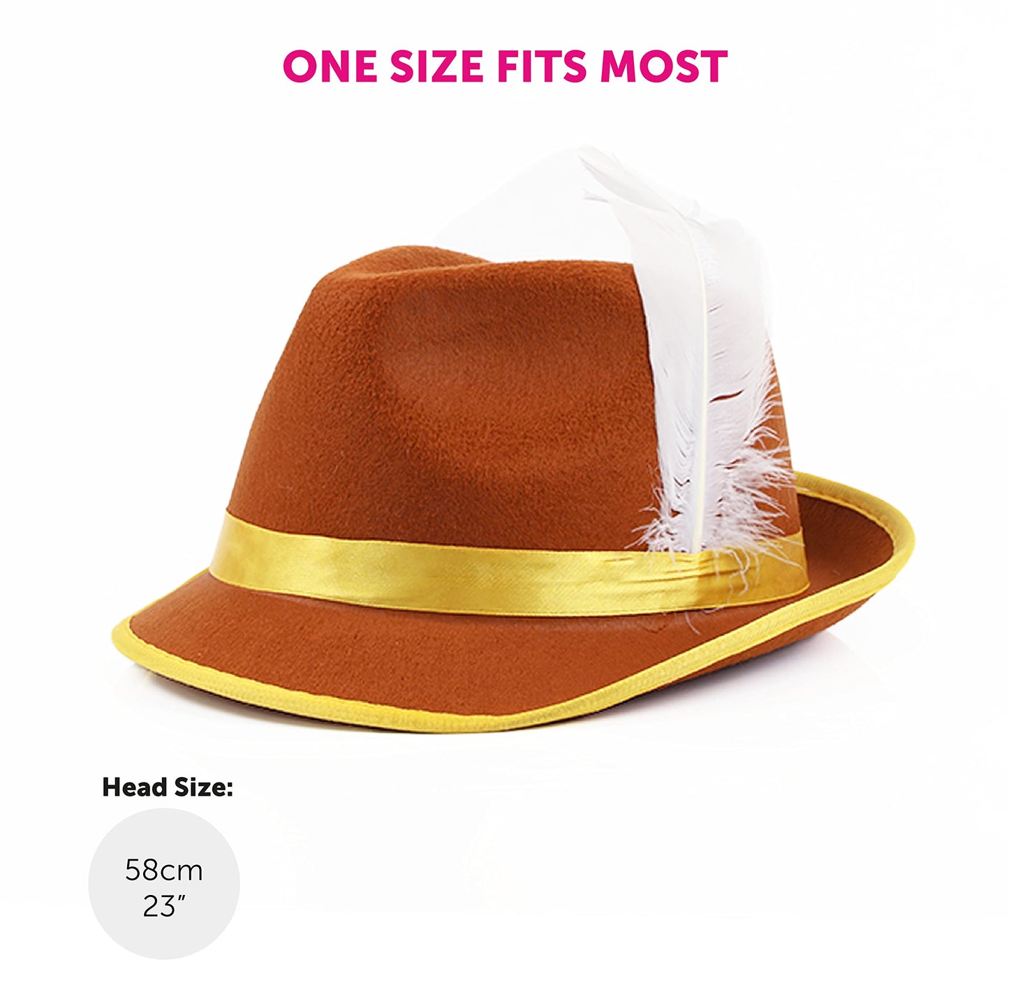 Mens Bavarian Dress Costume - Small - Brown and Red Dress, Blonde Plait Wig, Brown Bavarian Hat, White Stockings - Adults Bavarian Oktoberfest Stag Do Fancy Dress Costume