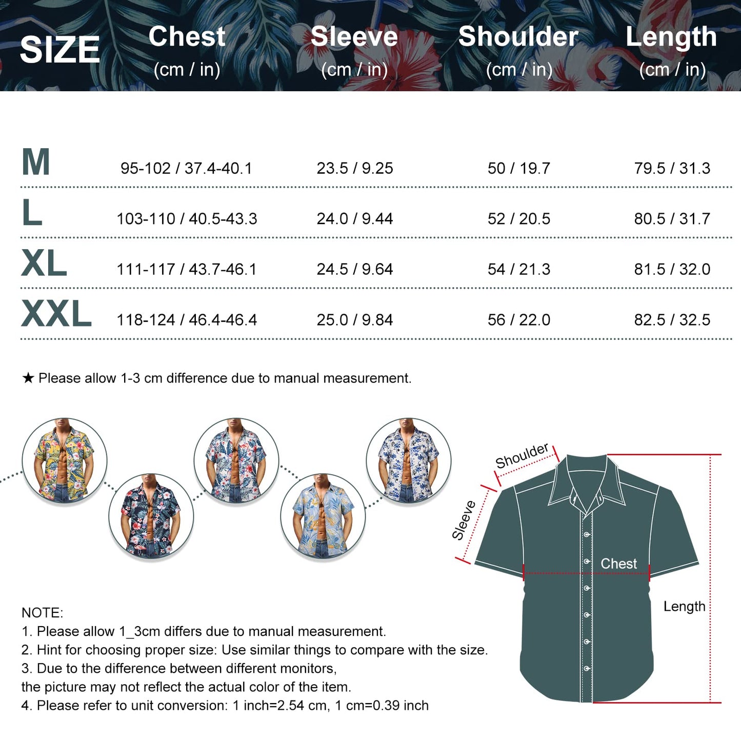 Hawaiian Shirt Men Floral Aloha Beach Shirt Casual Short Sleeve